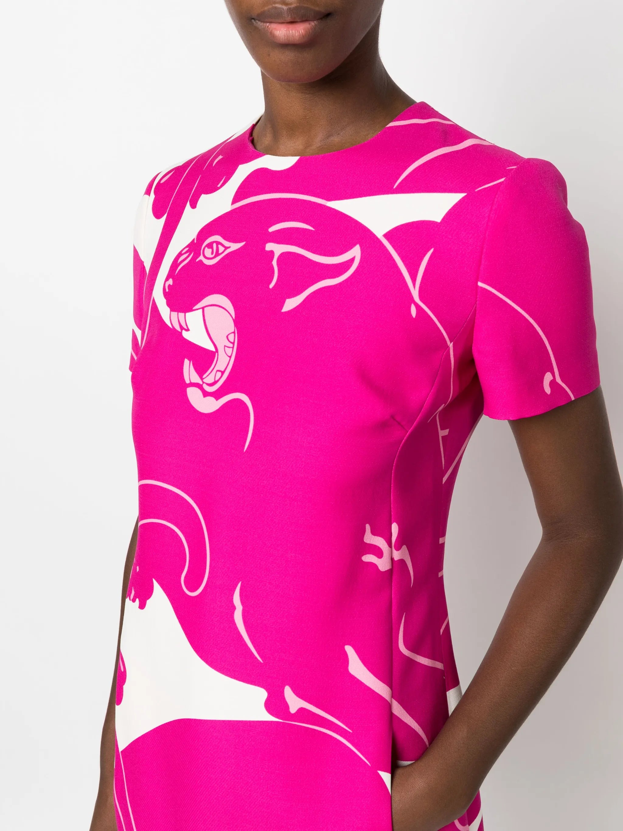 pnather-print short-sleeve dress