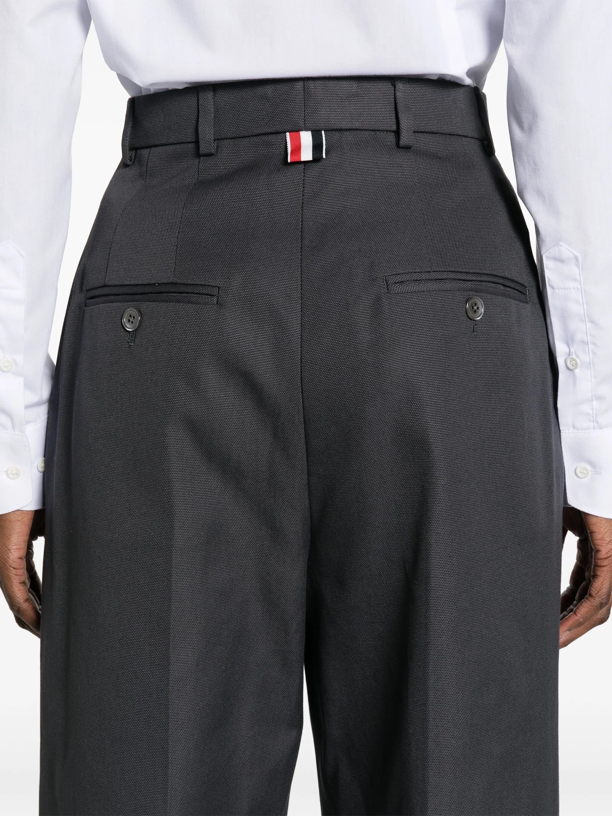 high-waisted canvas trousers