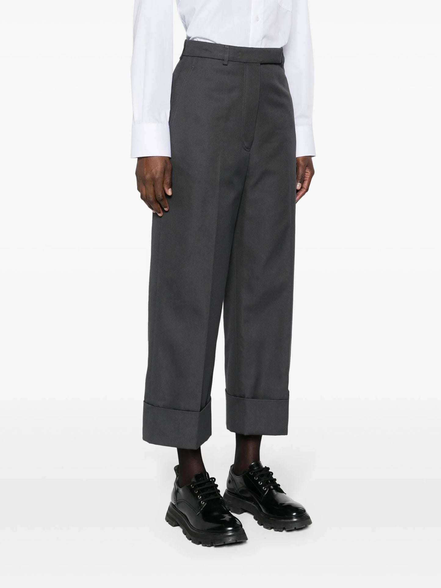 high-waisted canvas trousers