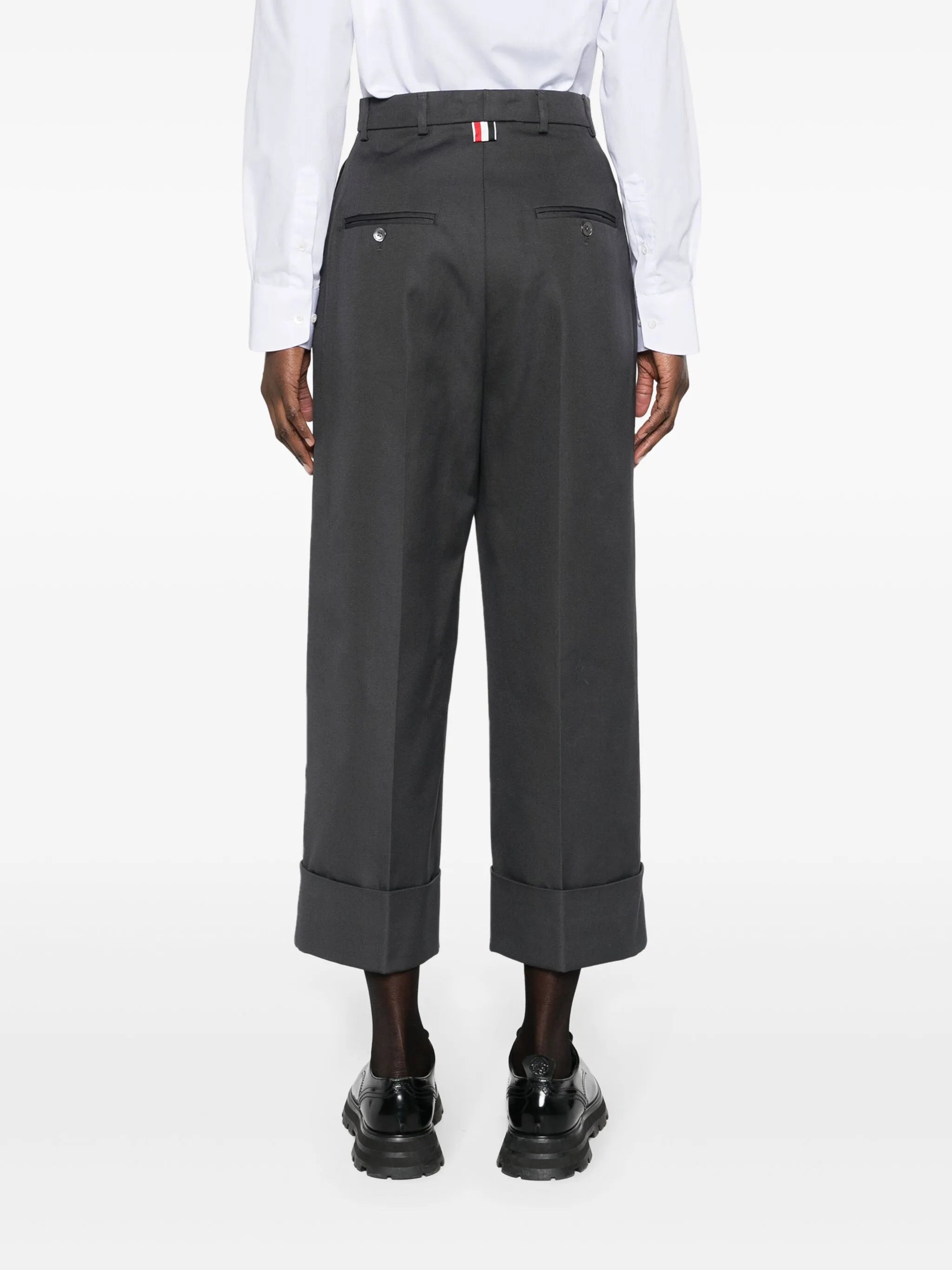 high-waisted canvas trousers