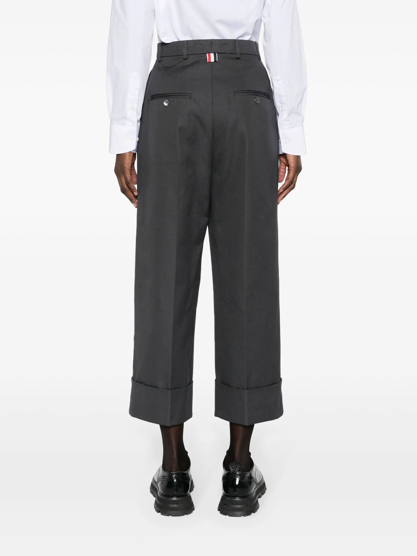 high-waisted canvas trousers