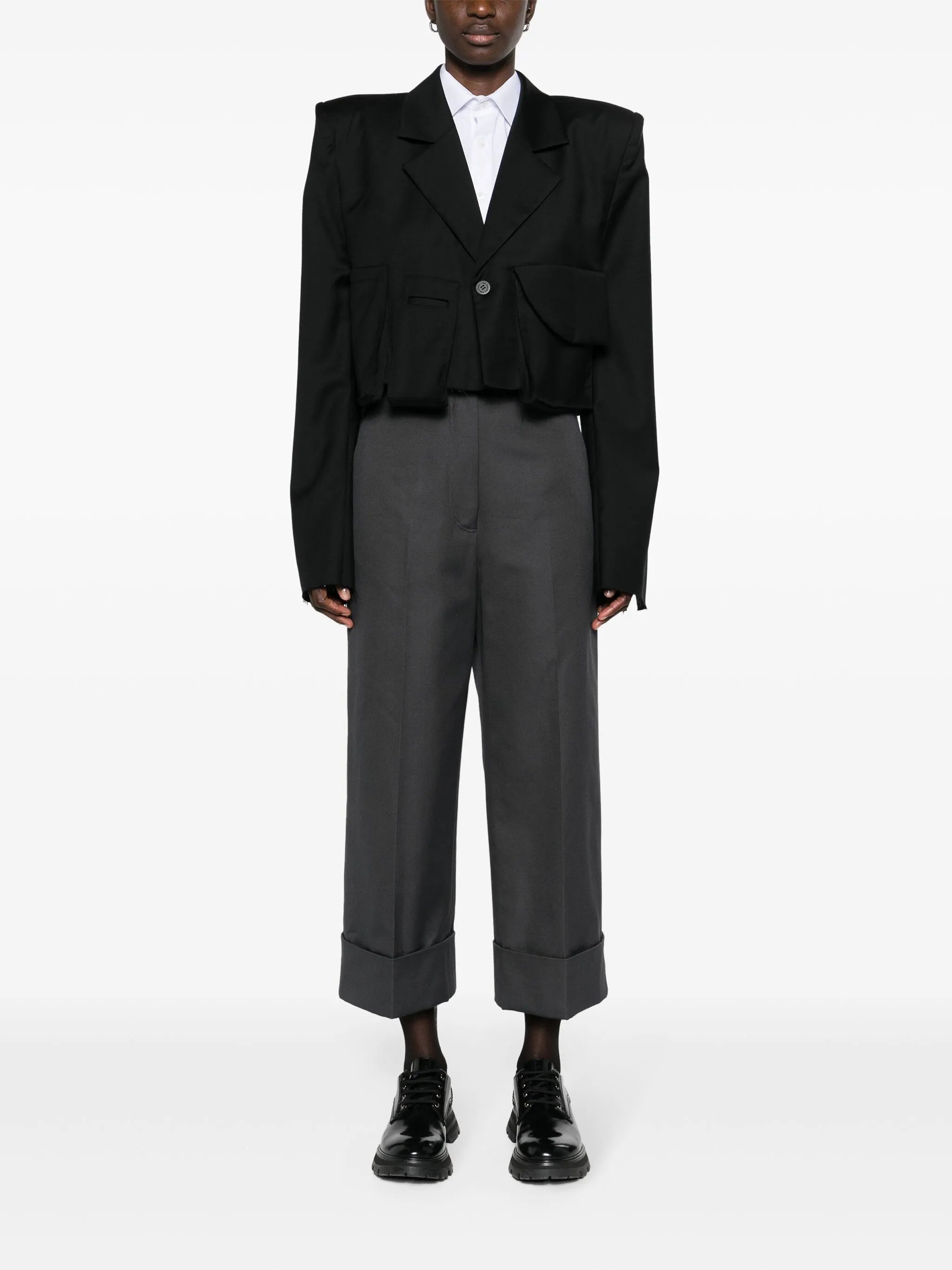 high-waisted canvas trousers