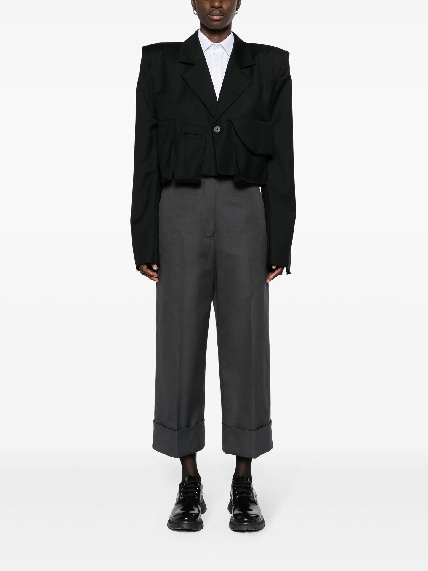 high-waisted canvas trousers