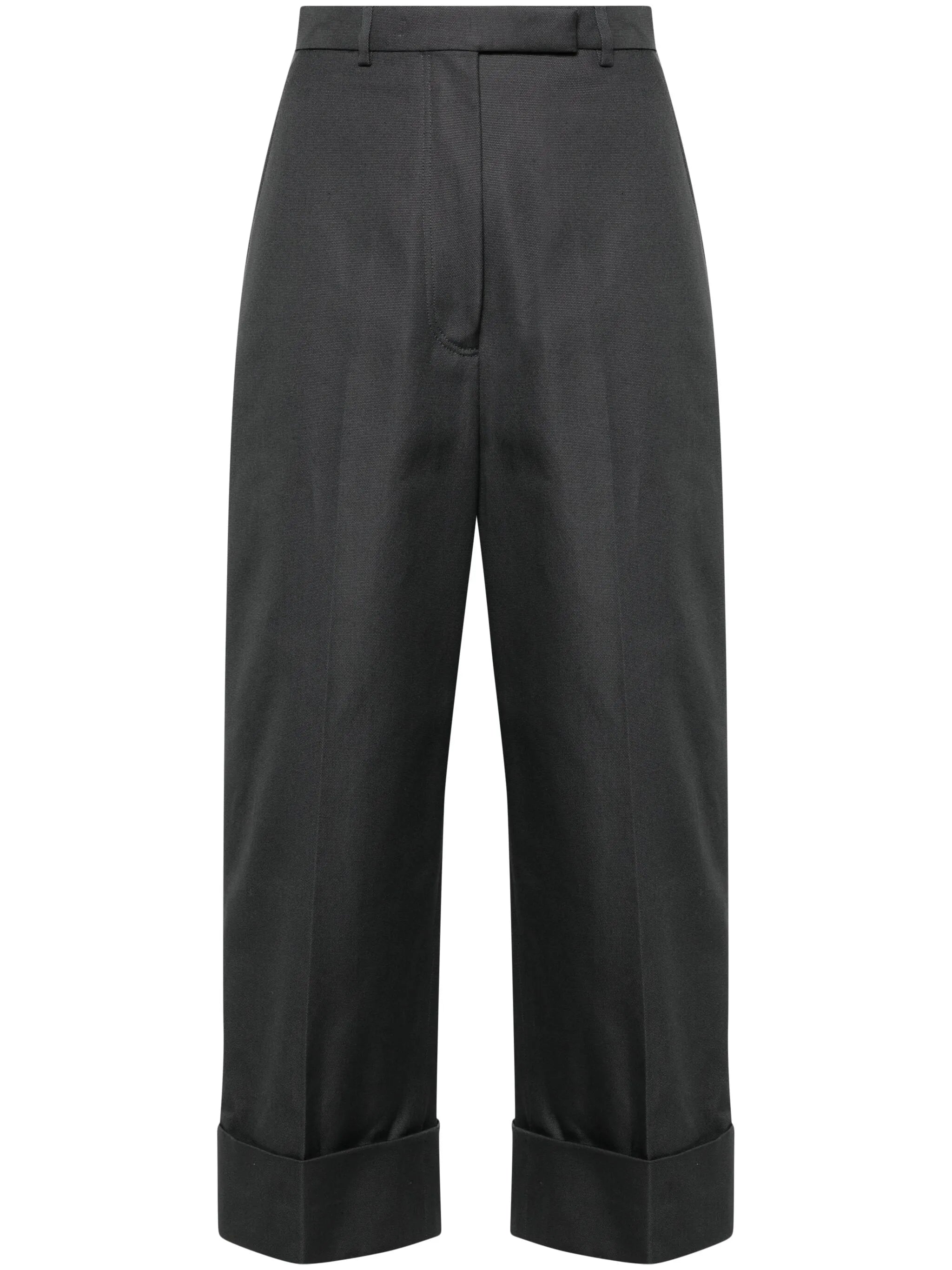 high-waisted canvas trousers