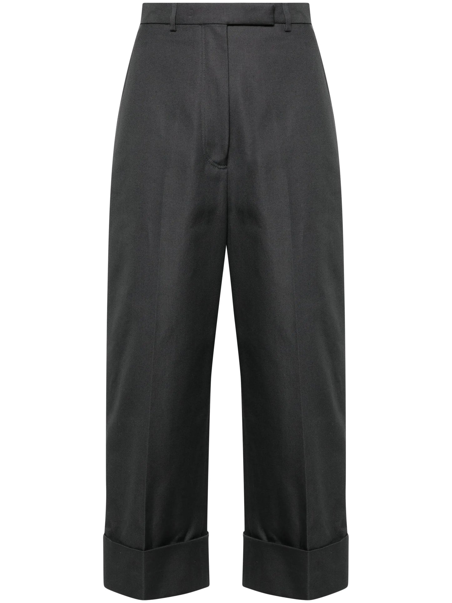 high-waisted canvas trousers