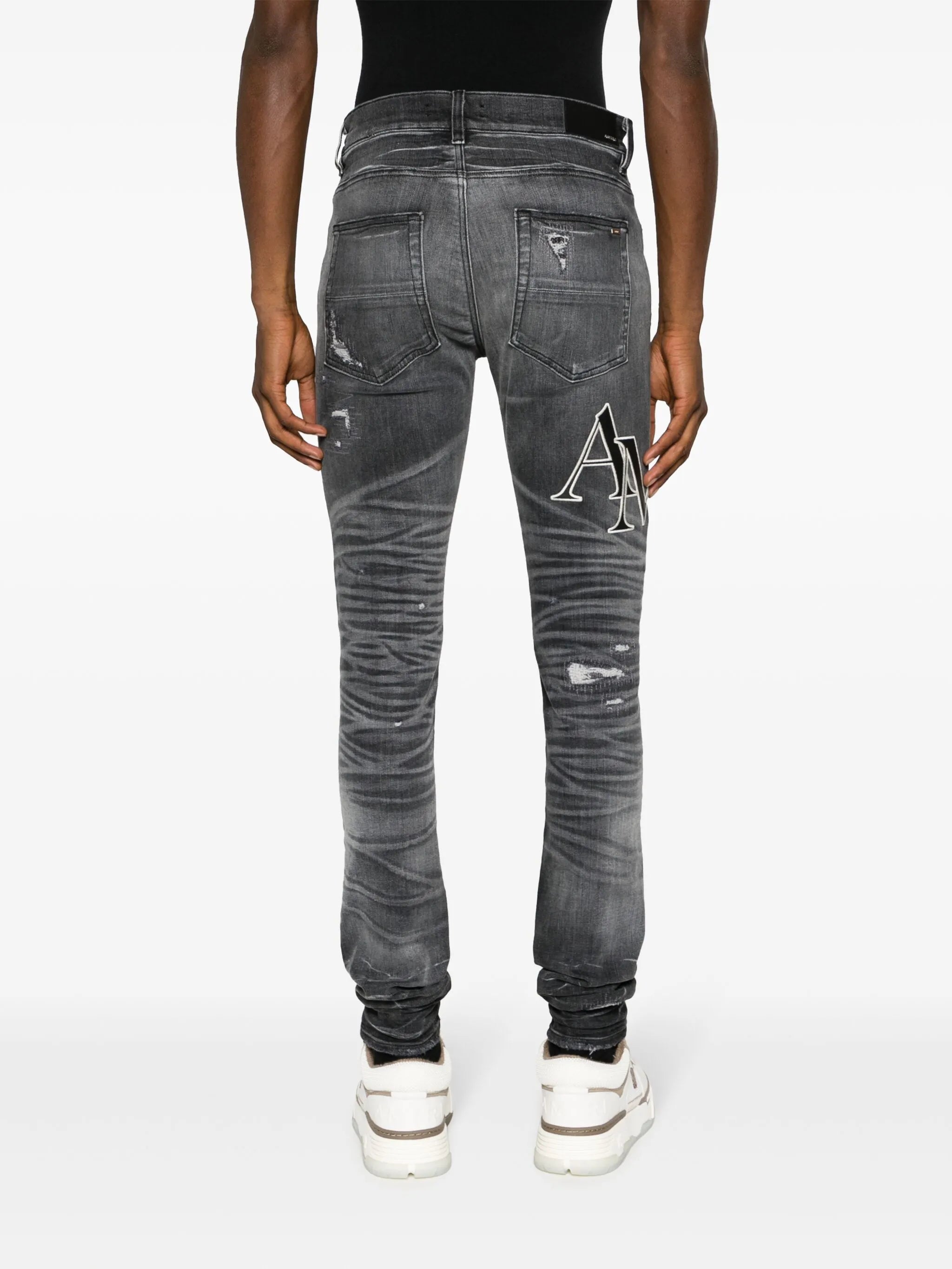 logo-print ripped skinny jeans