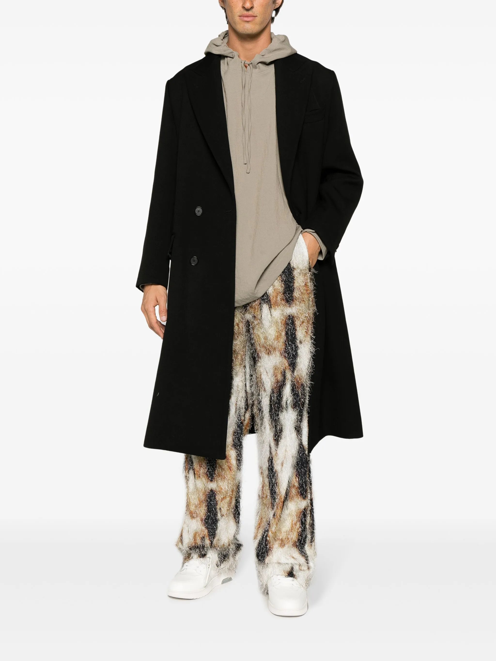 Eyelash abstract-pattern print straight trousers