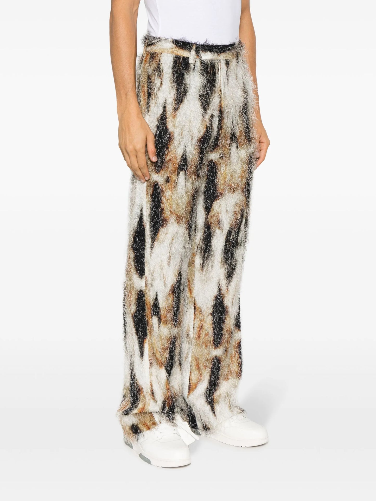 Eyelash abstract-pattern print straight trousers