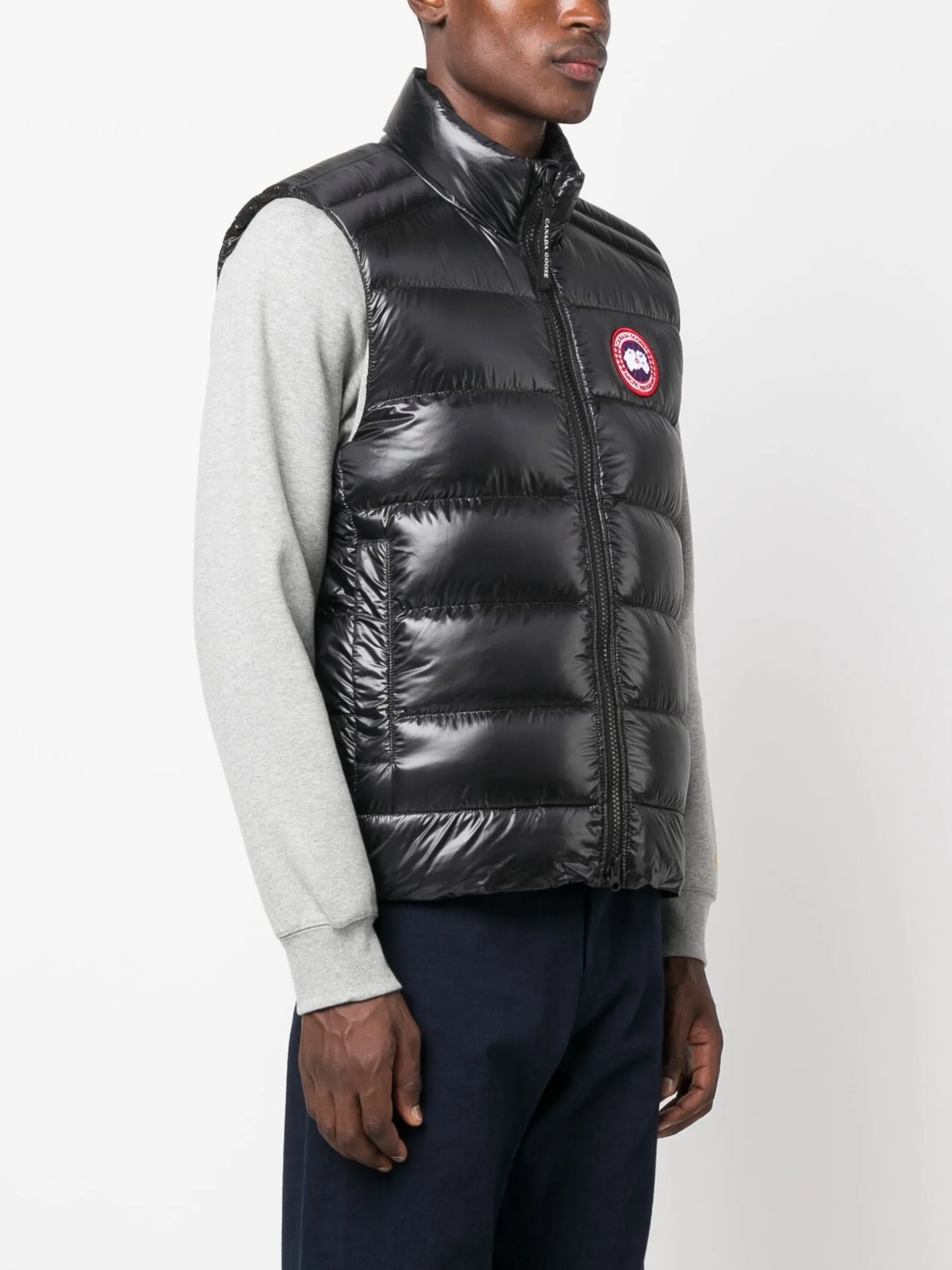 logo-patch satin padded gilet