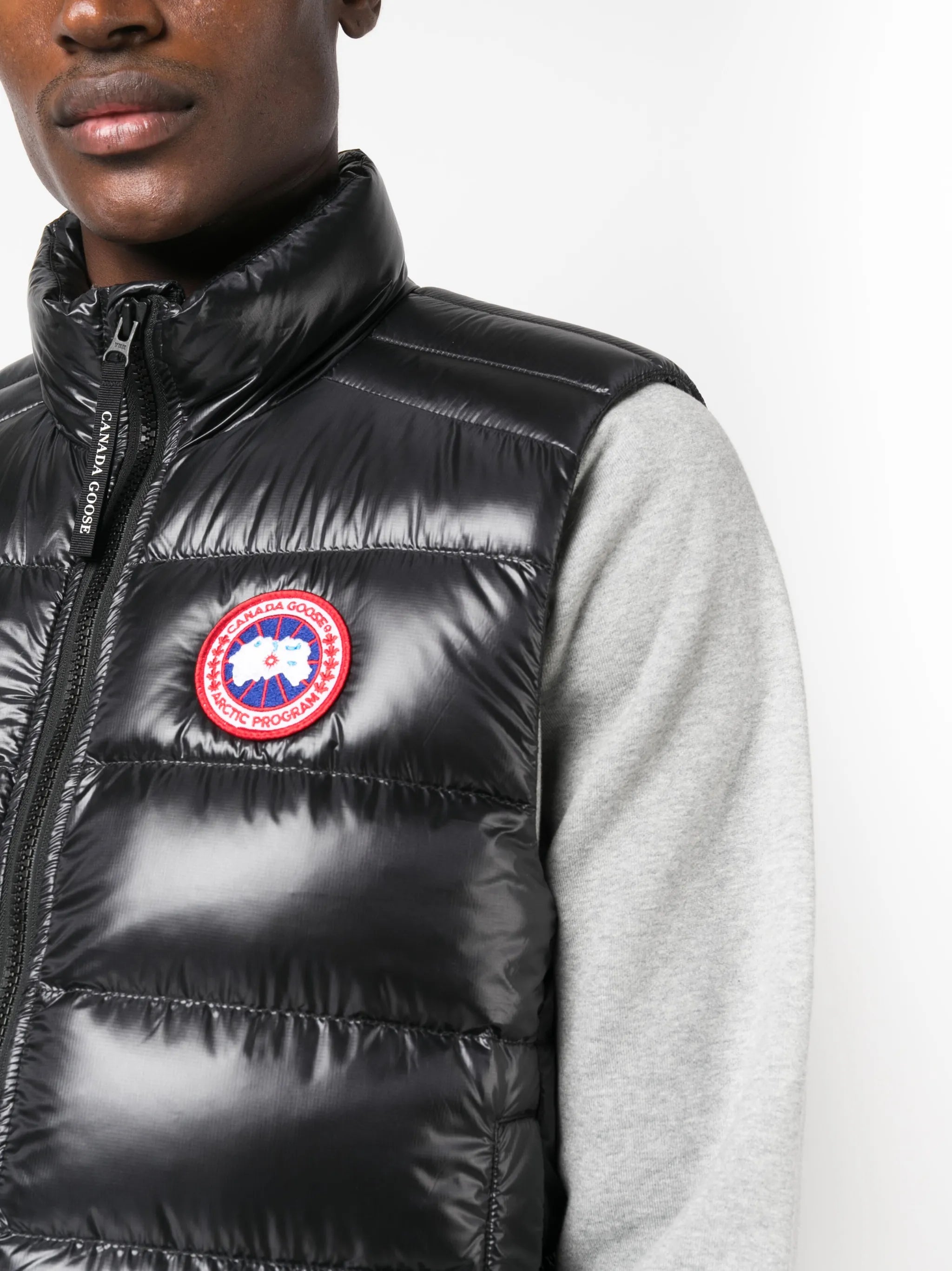 logo-patch satin padded gilet