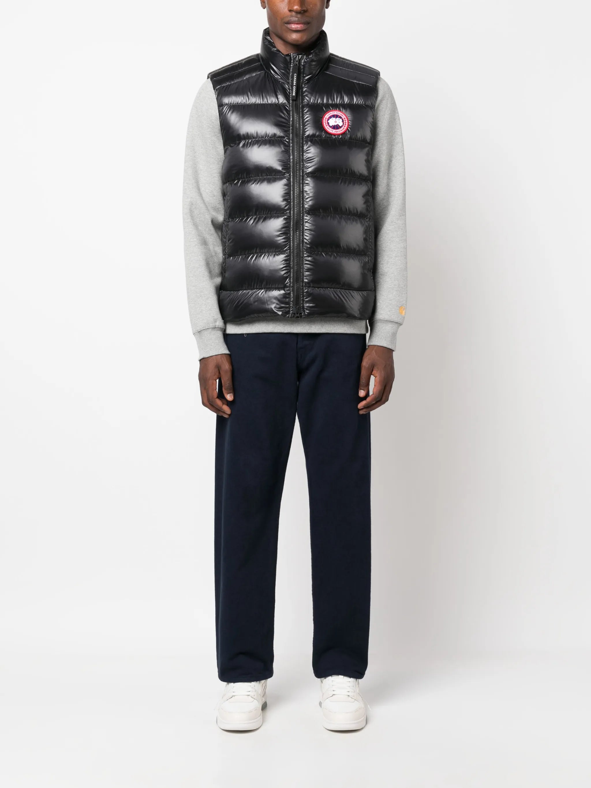 logo-patch satin padded gilet