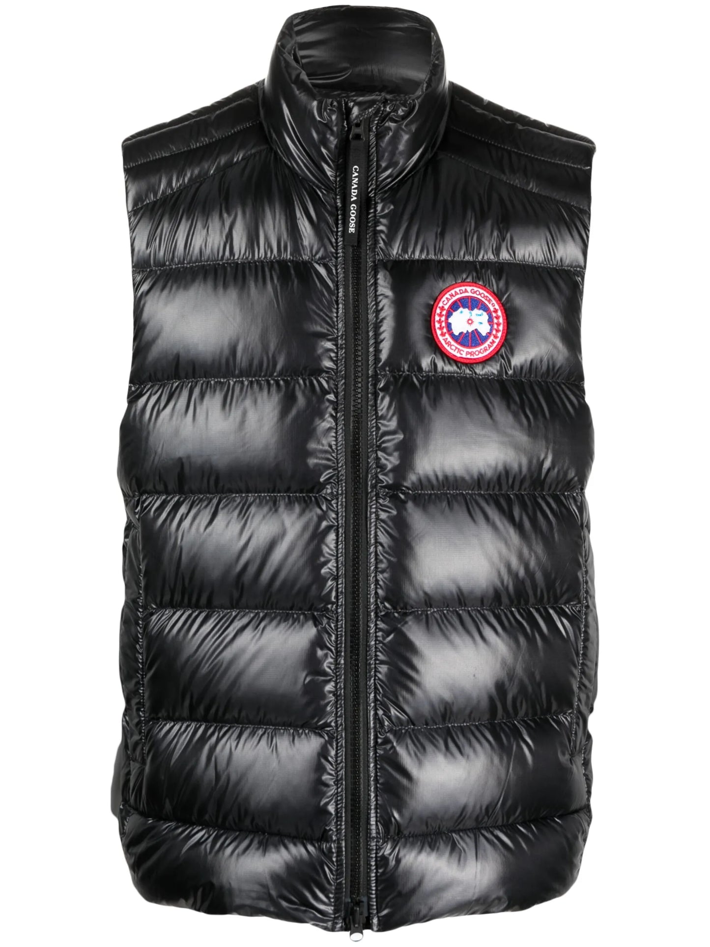 logo-patch satin padded gilet