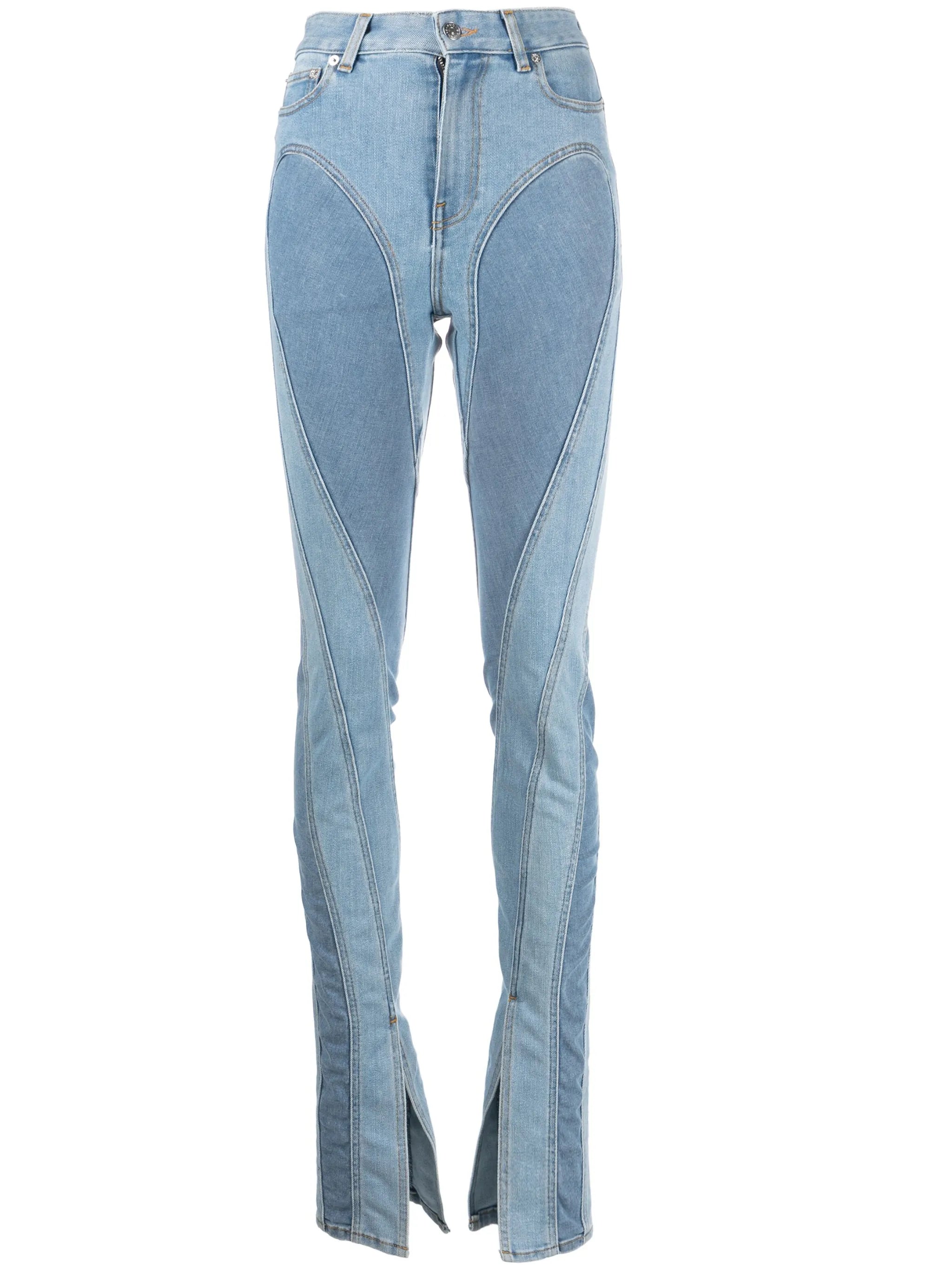 Spiral split-hem skinny jeans