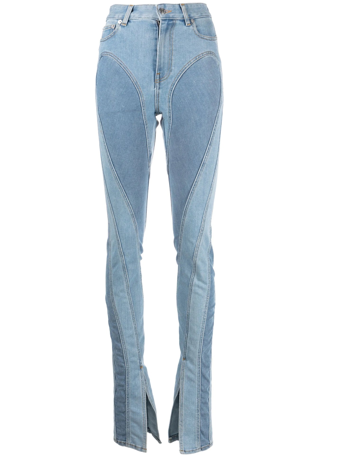 Spiral split-hem skinny jeans