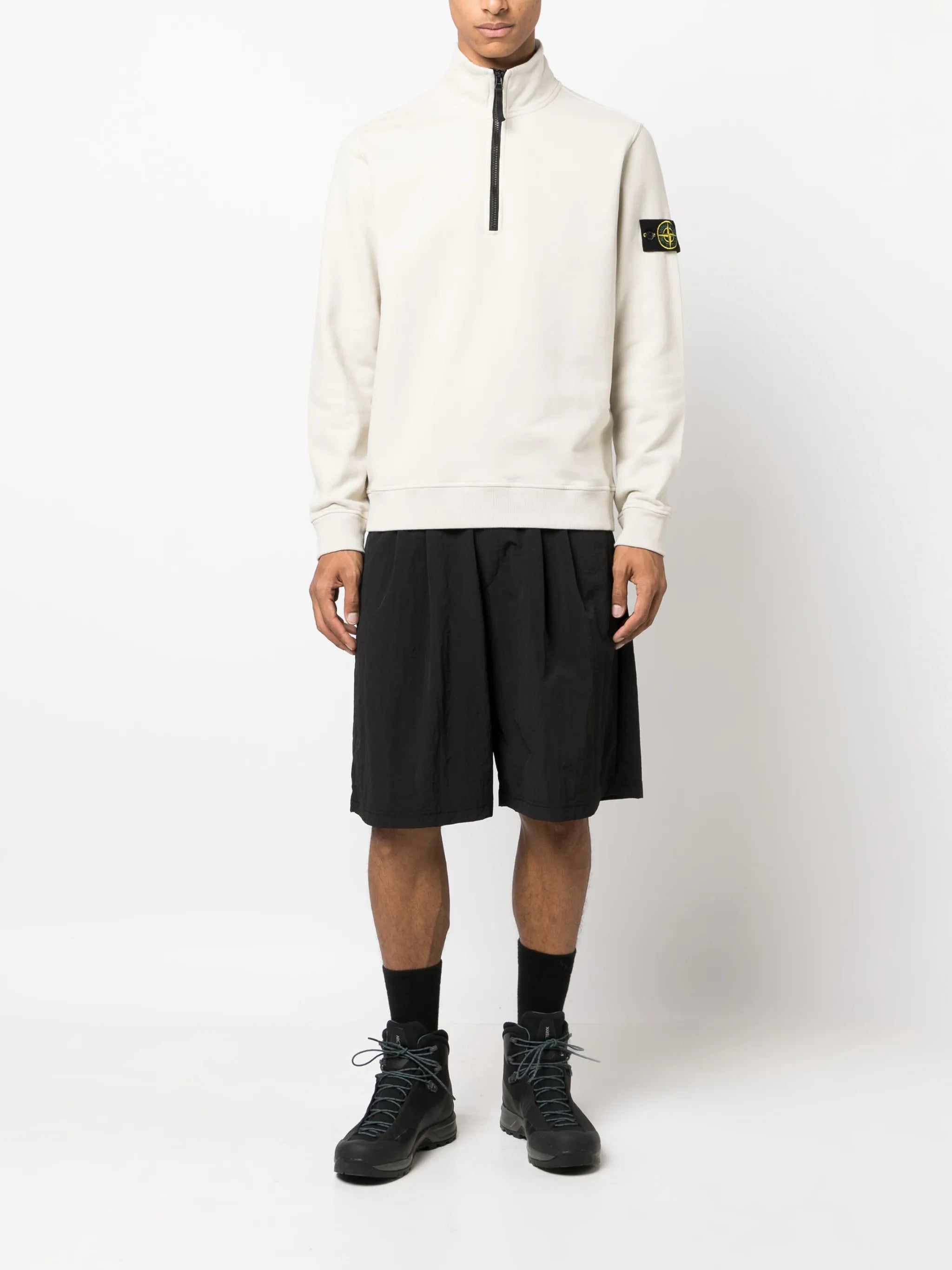 Compass-patch high-neck sweatshirt