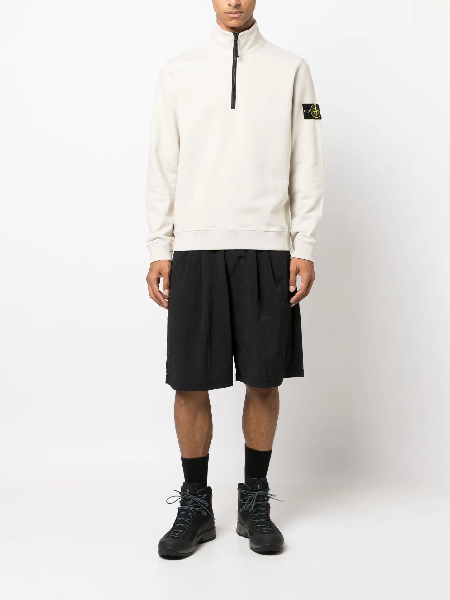 Compass-patch high-neck sweatshirt