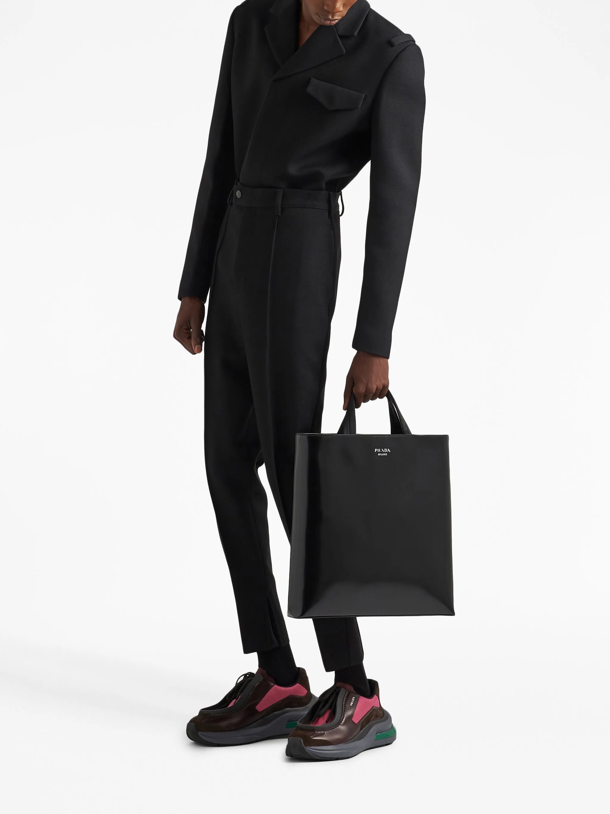 logo-stamp leather tote bag