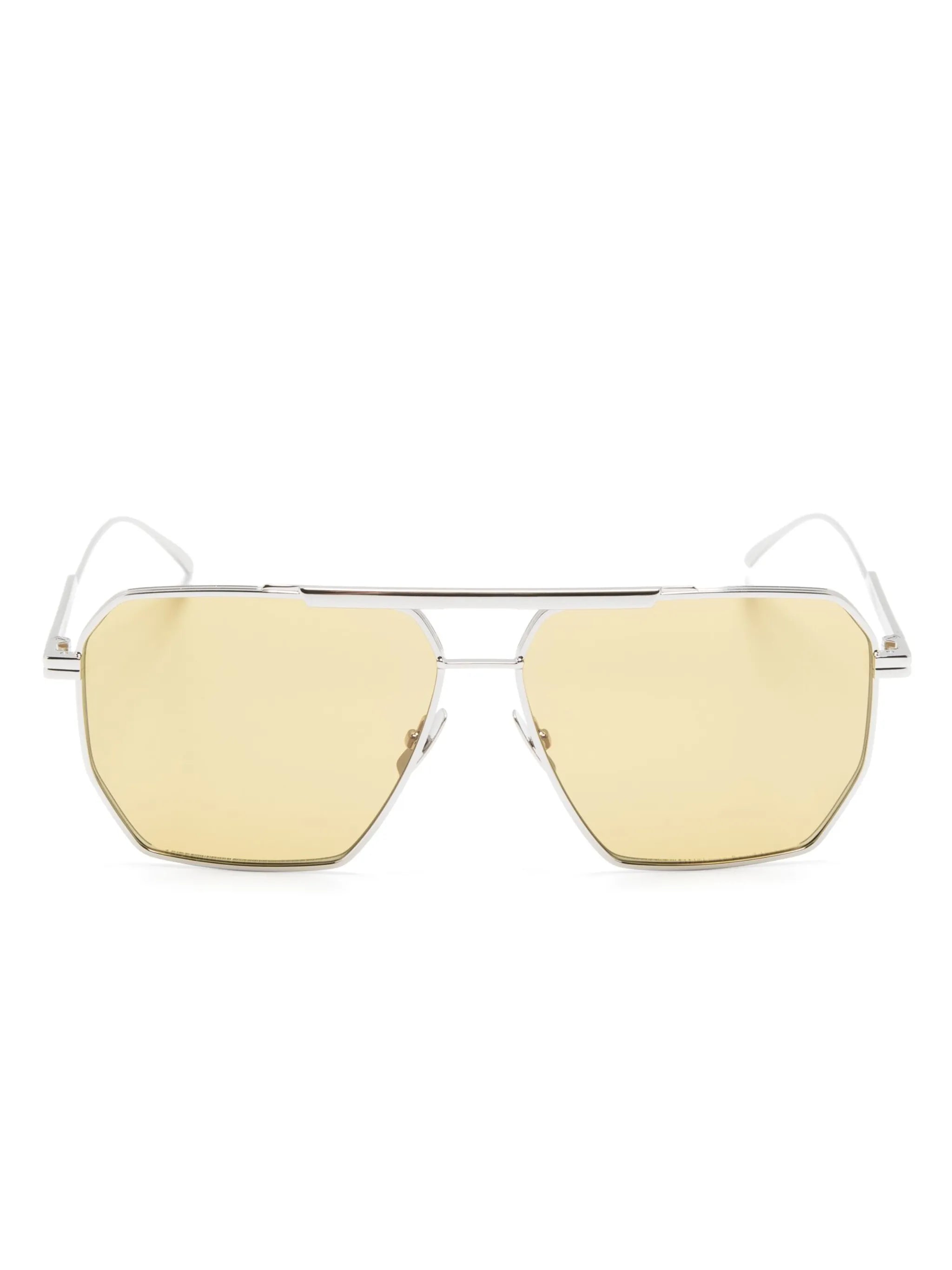 metallic pilot-frame sunglasses