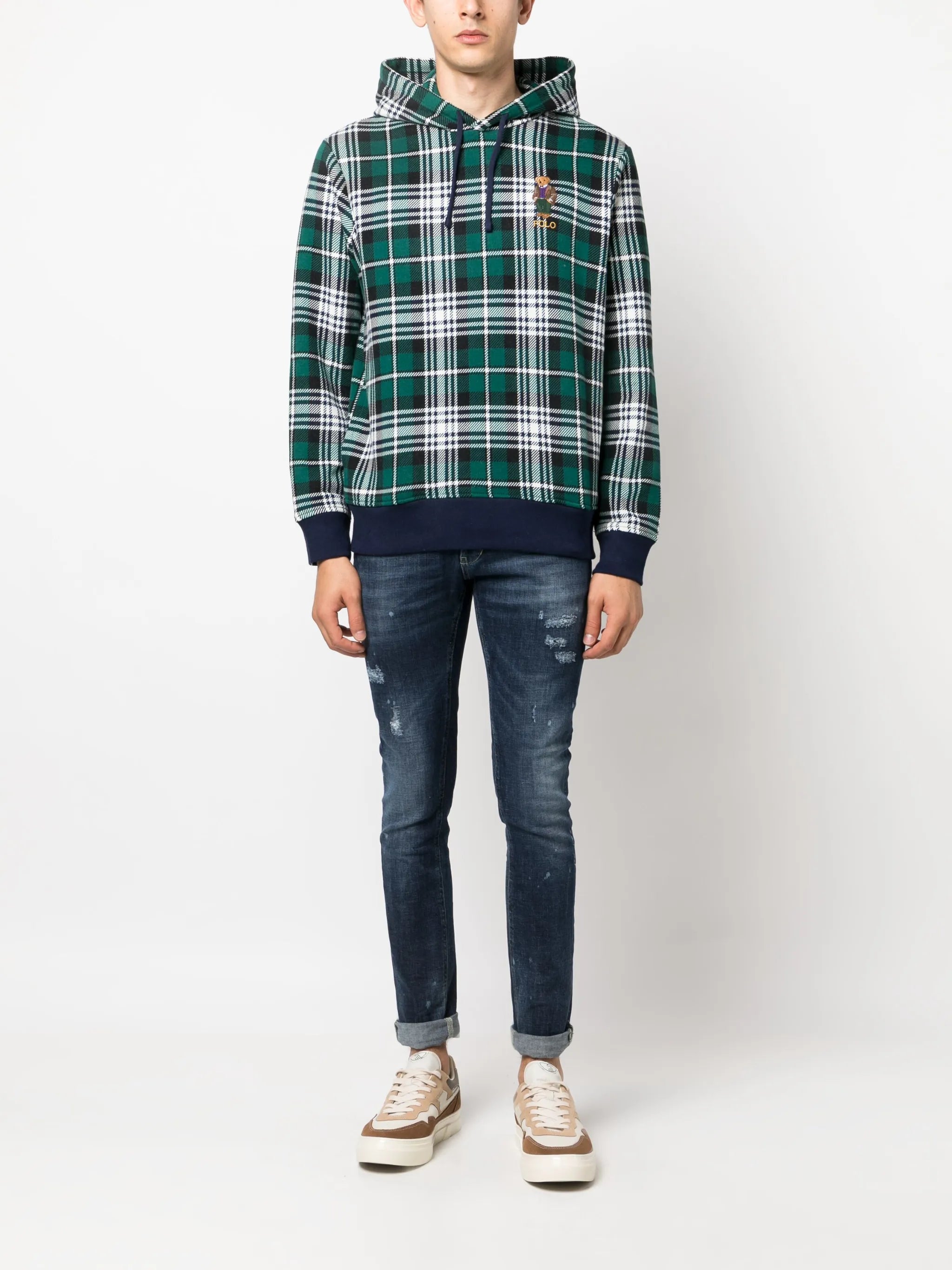 Polo Bear plaid hoodie
