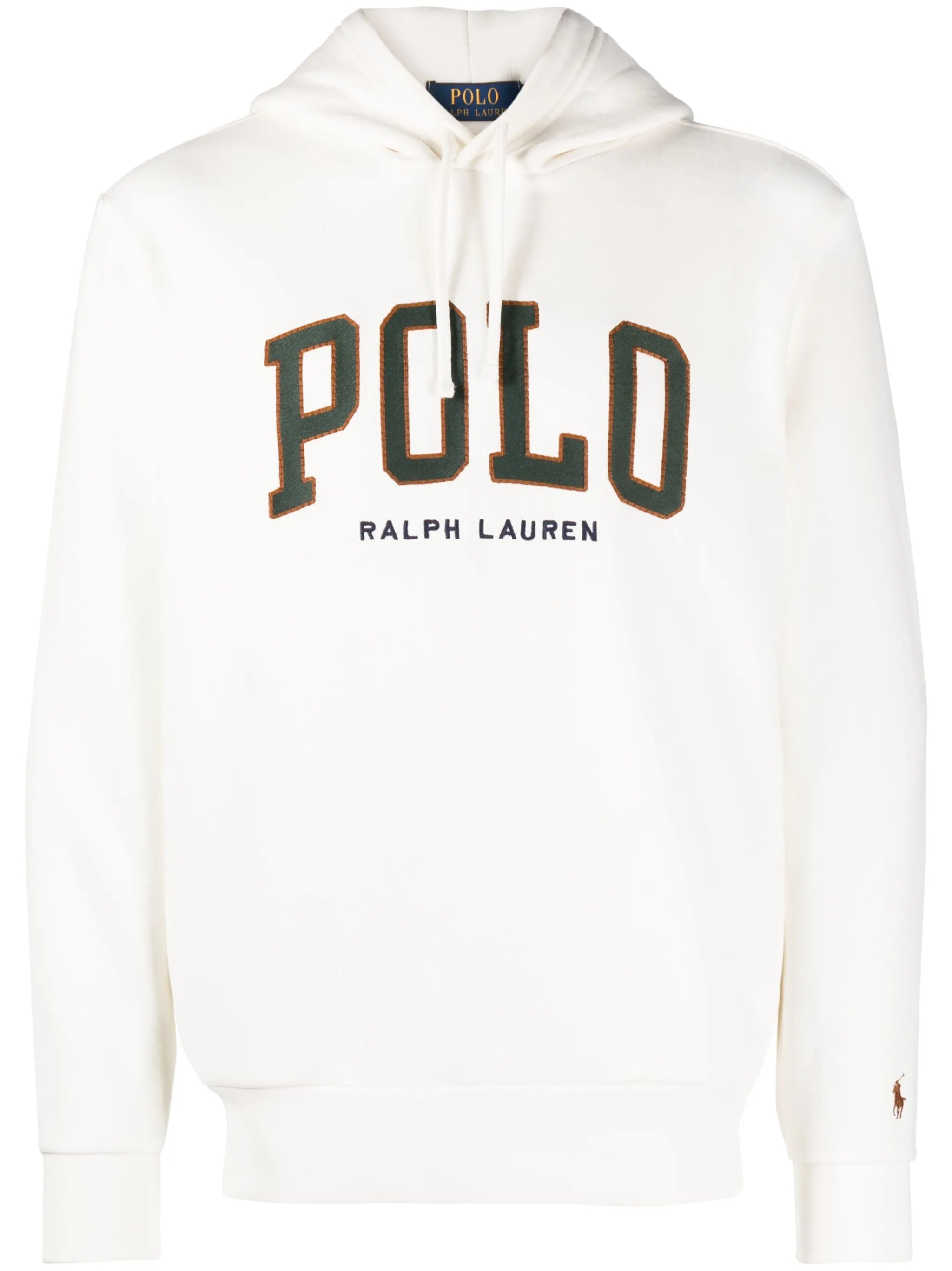 logo-embroidered cotton drawstring hoodie