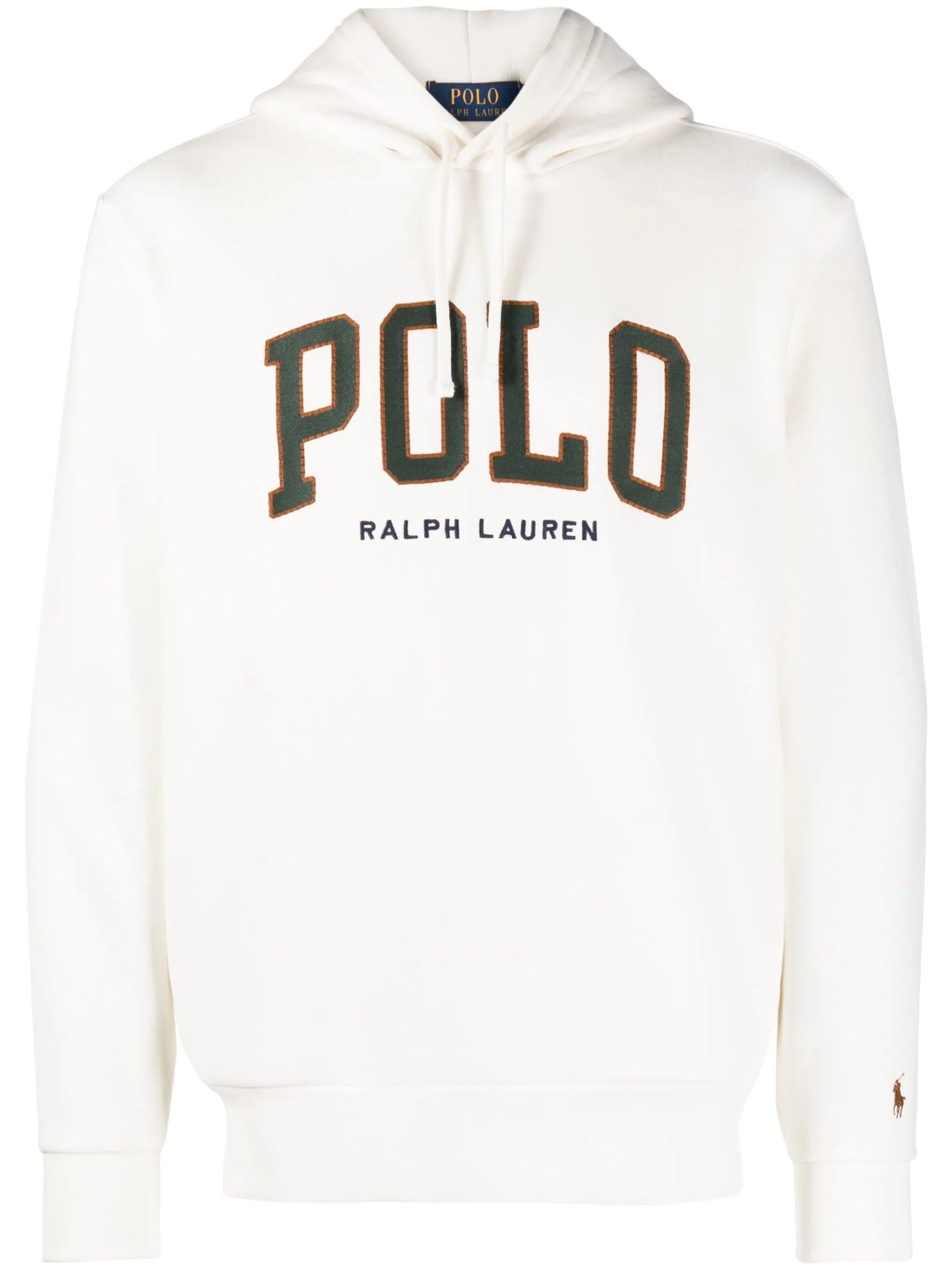 logo-embroidered cotton drawstring hoodie