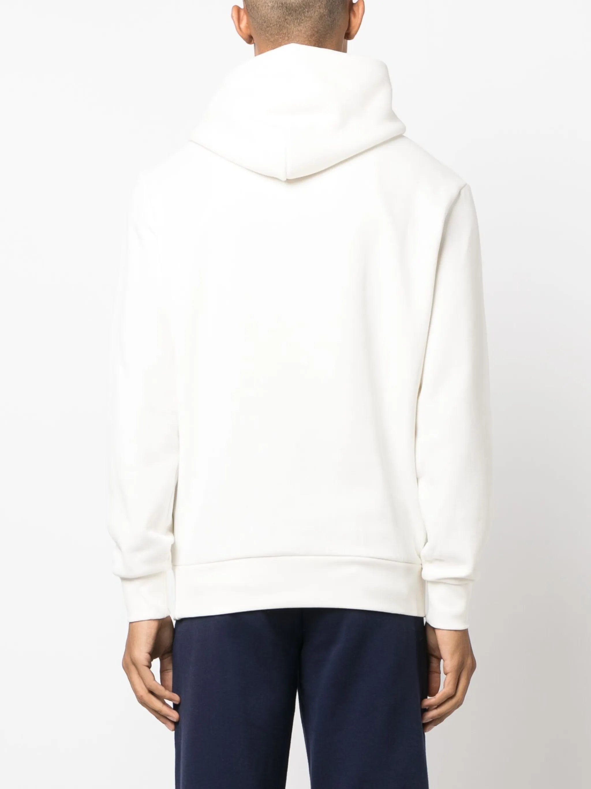 logo-embroidered cotton drawstring hoodie