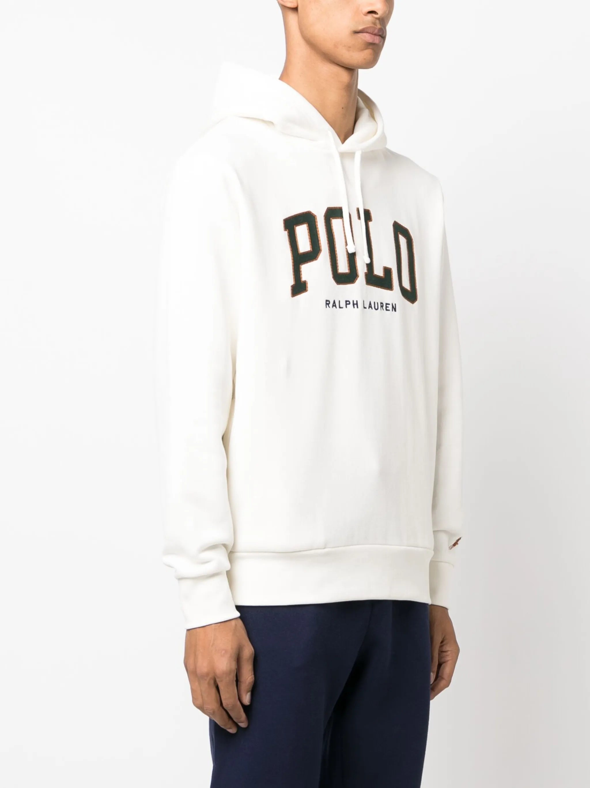 logo-embroidered cotton drawstring hoodie