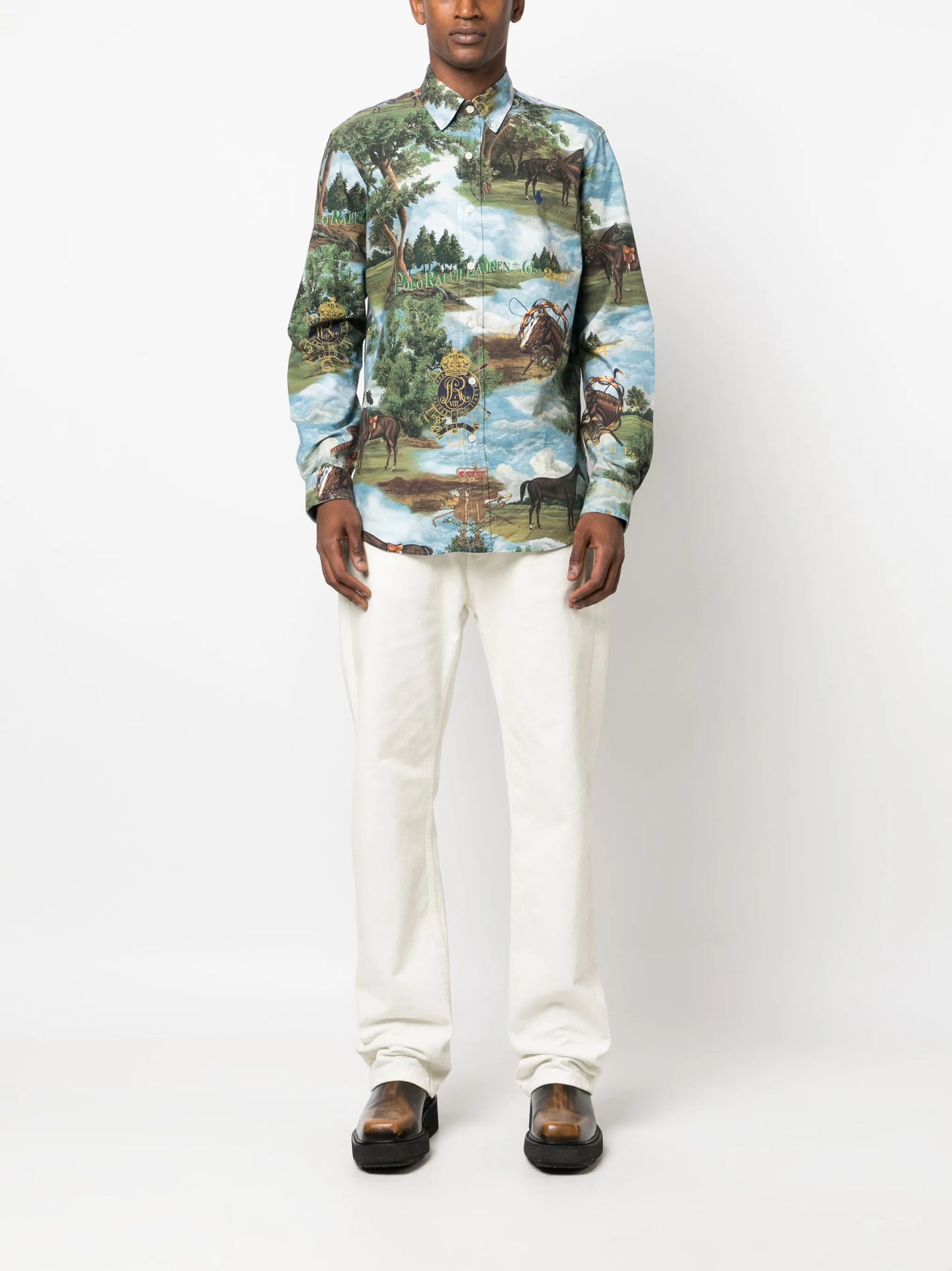 graphic-print cotton shirt