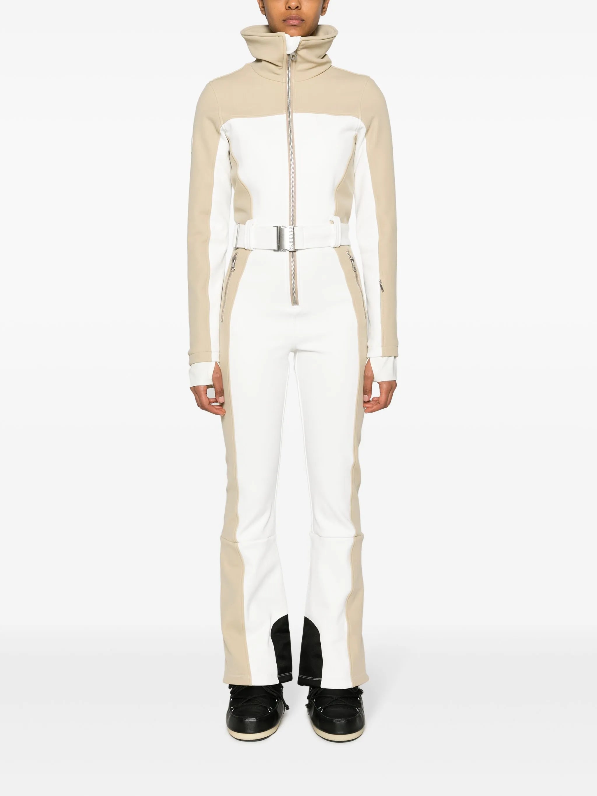 Badia logo-patch belted ski suit