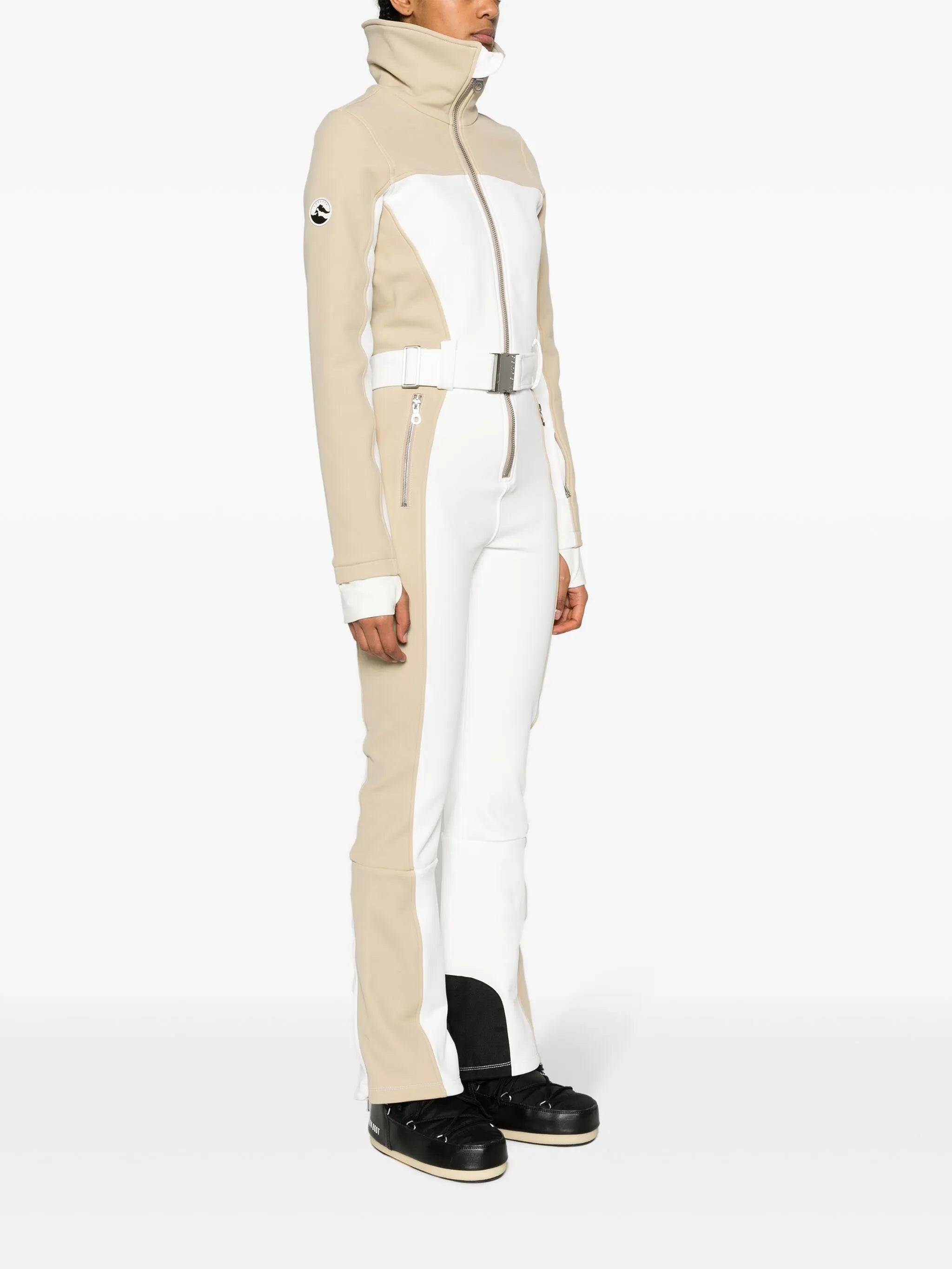 Badia logo-patch belted ski suit