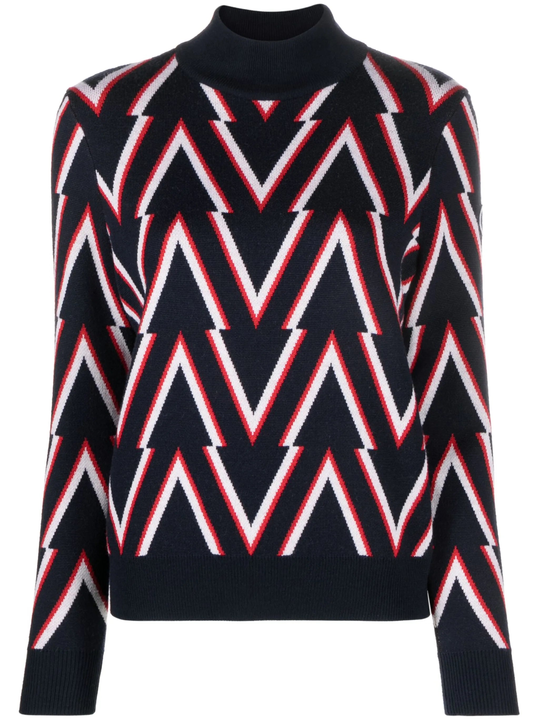 Meera chevron-jacquard wool jumper