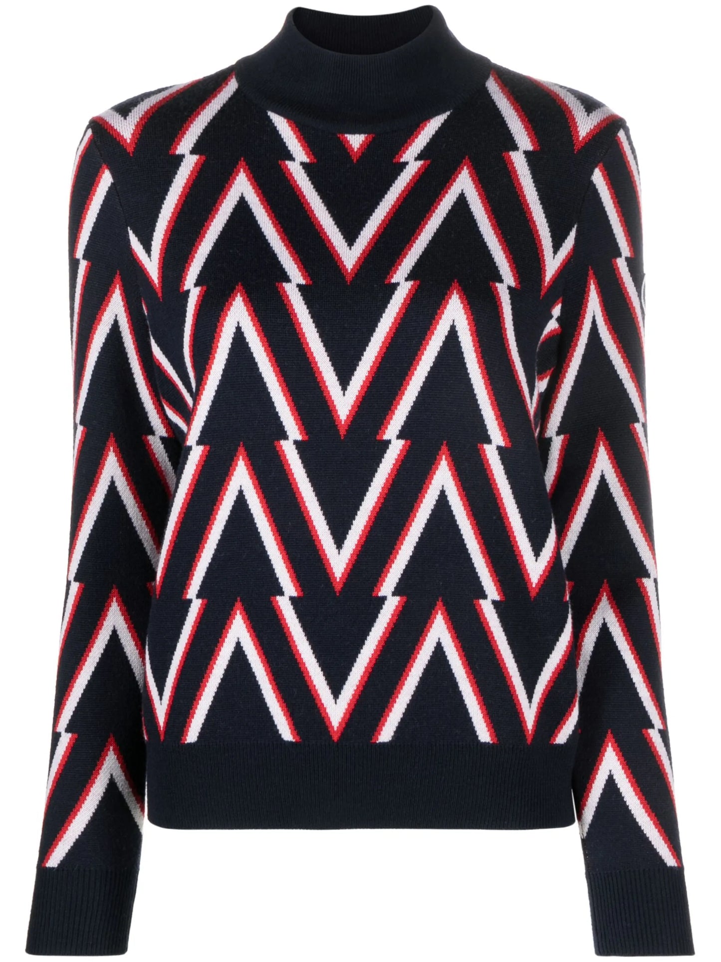 Meera chevron-jacquard wool jumper