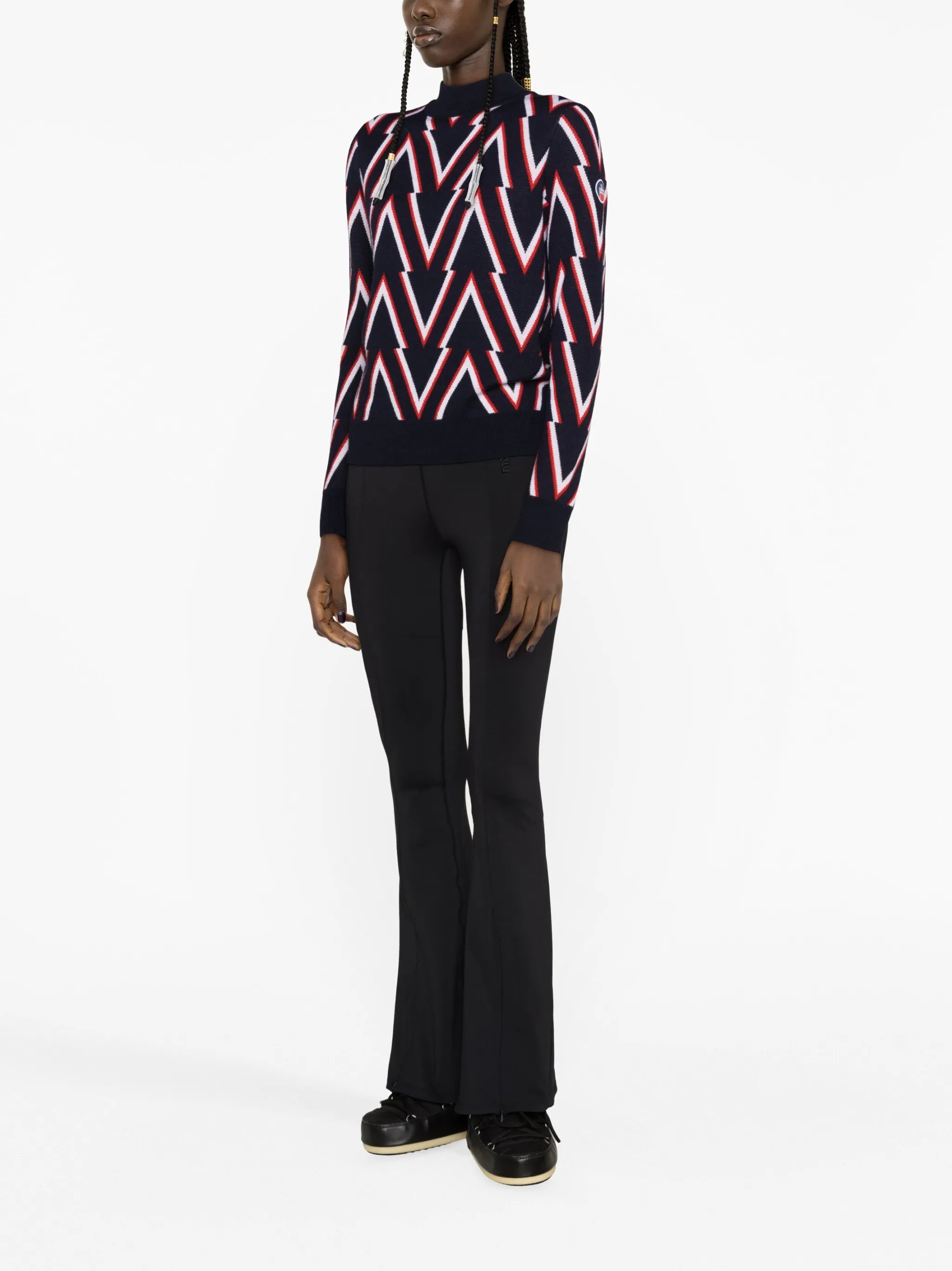 Meera chevron-jacquard wool jumper
