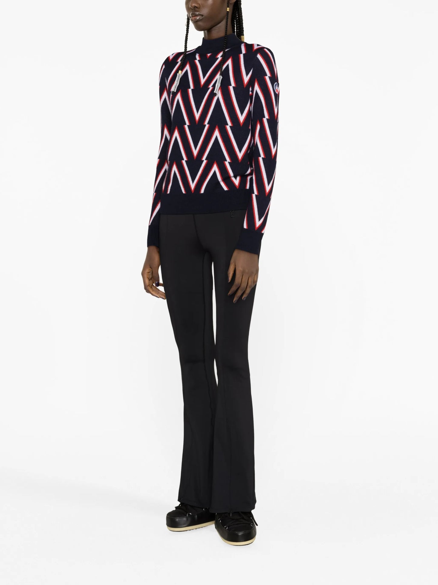 Meera chevron-jacquard wool jumper