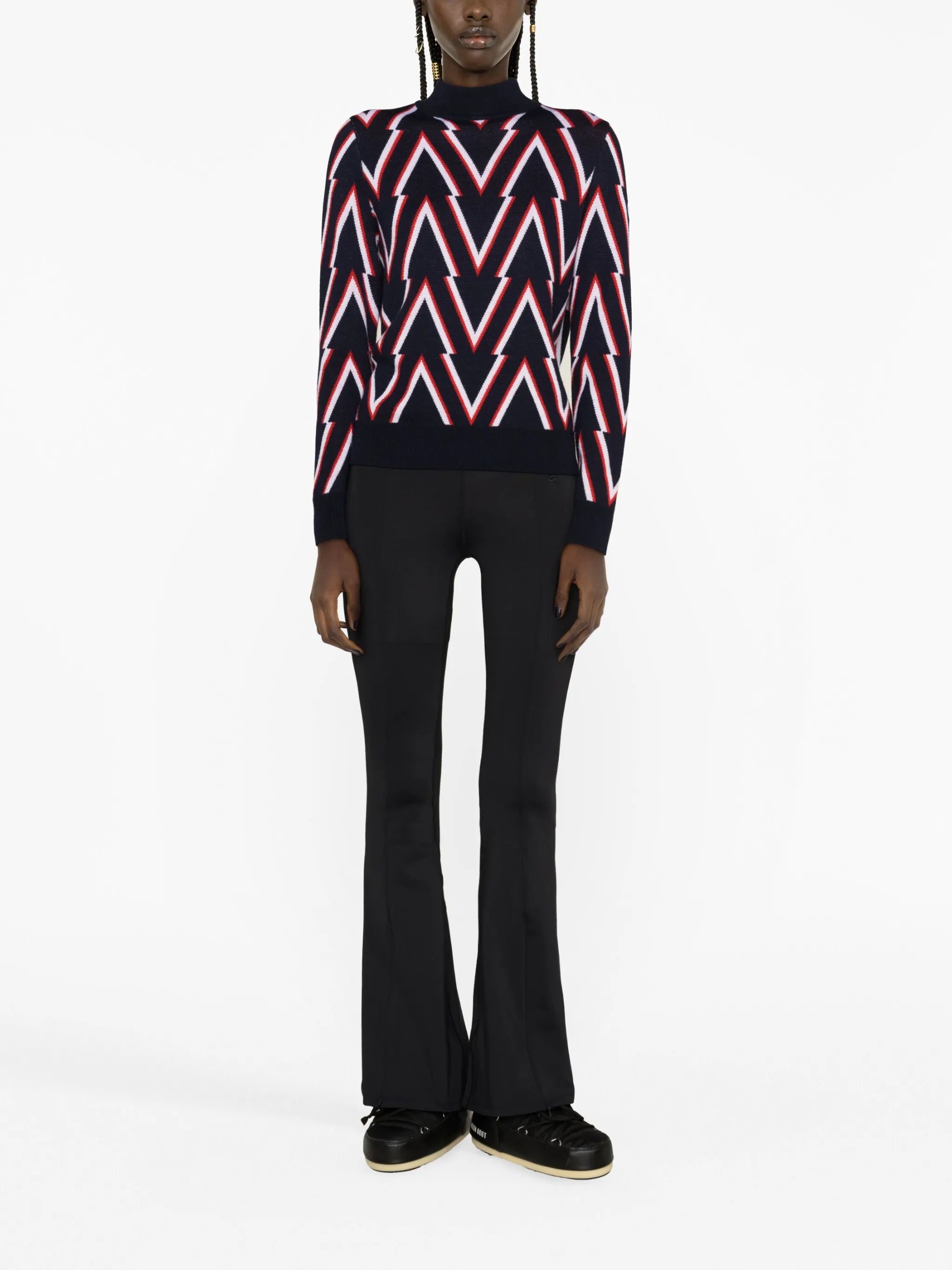 Meera chevron-jacquard wool jumper