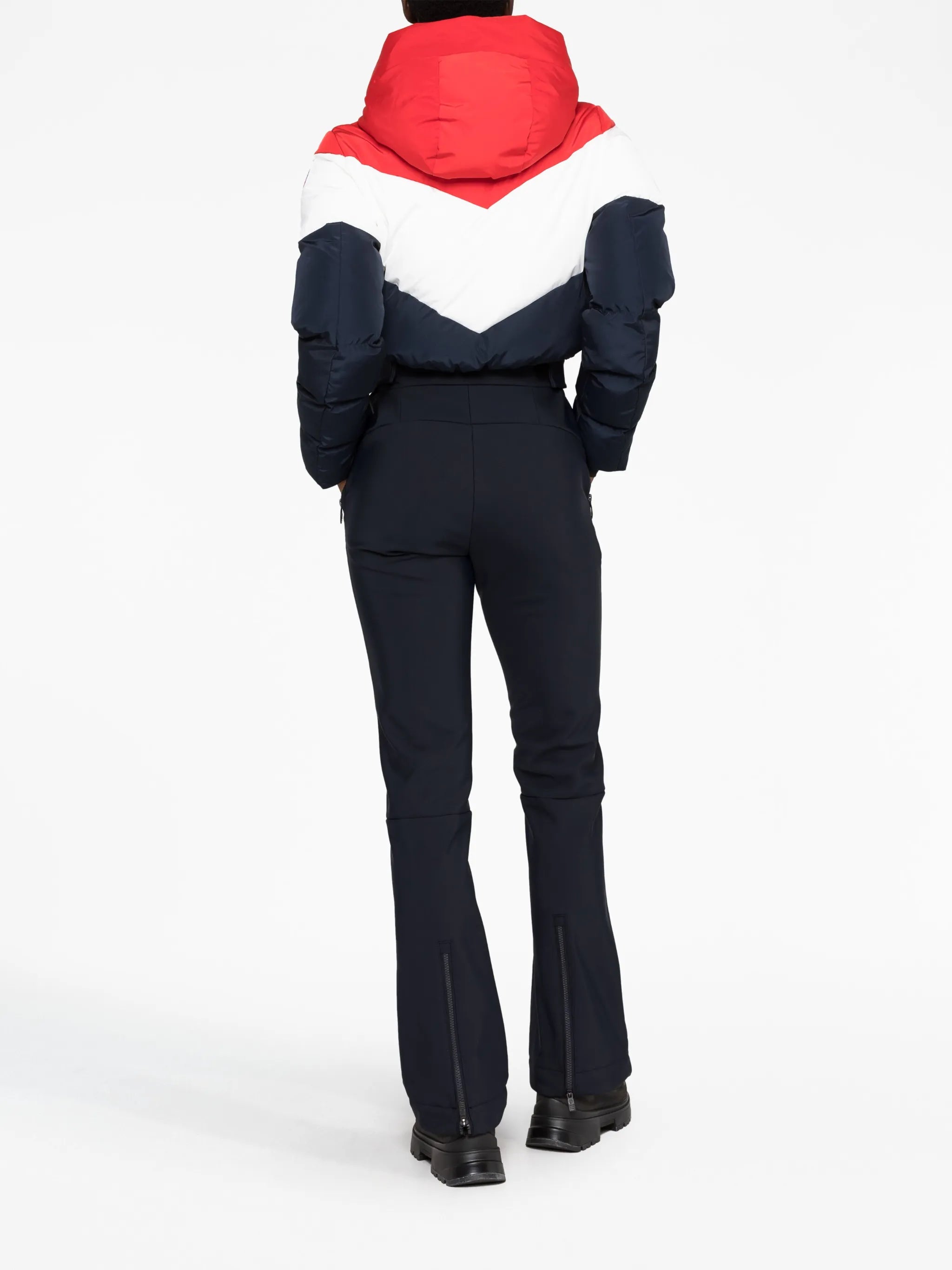 Kira contrast-panel ski suit