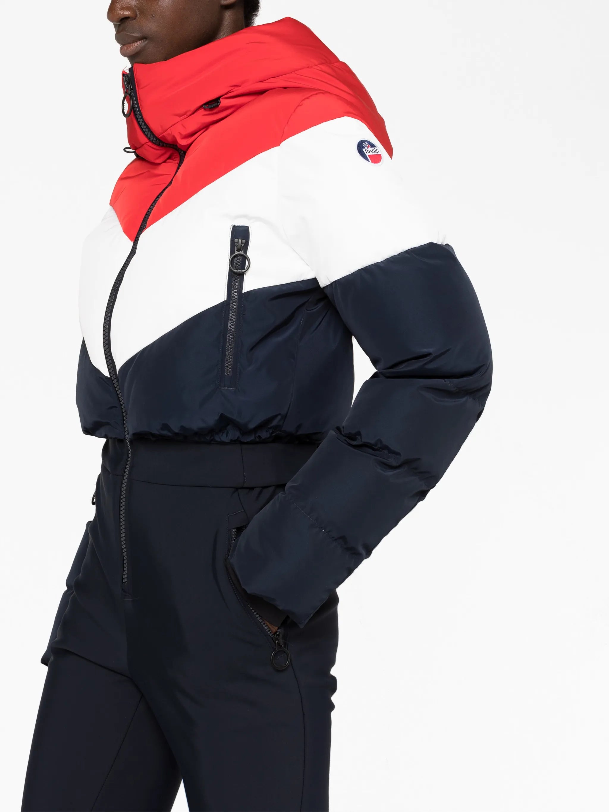 Kira contrast-panel ski suit