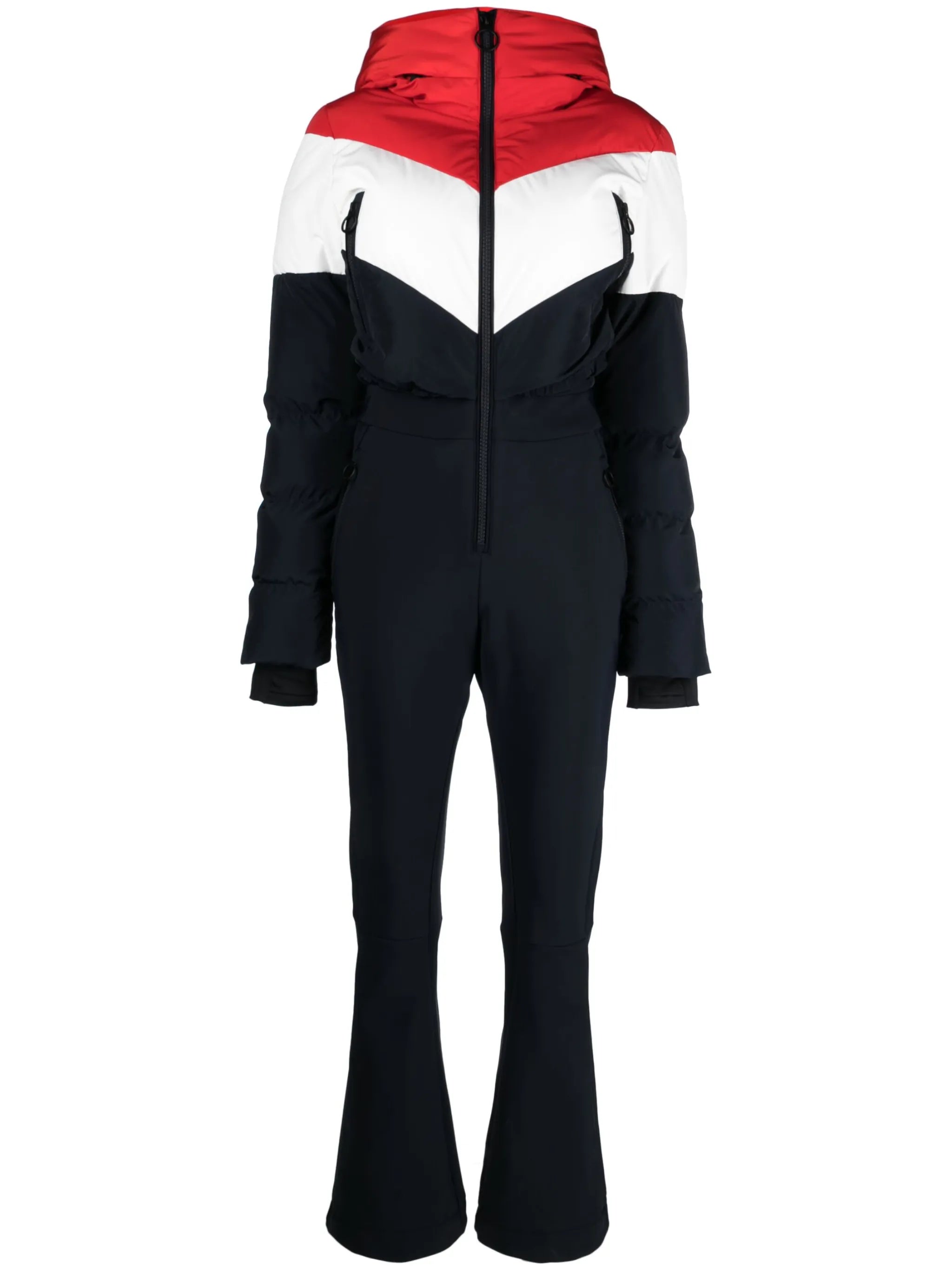 Kira contrast-panel ski suit
