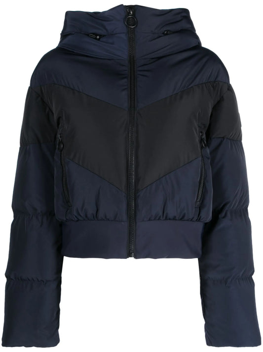chevron-stripe padded ski jacket