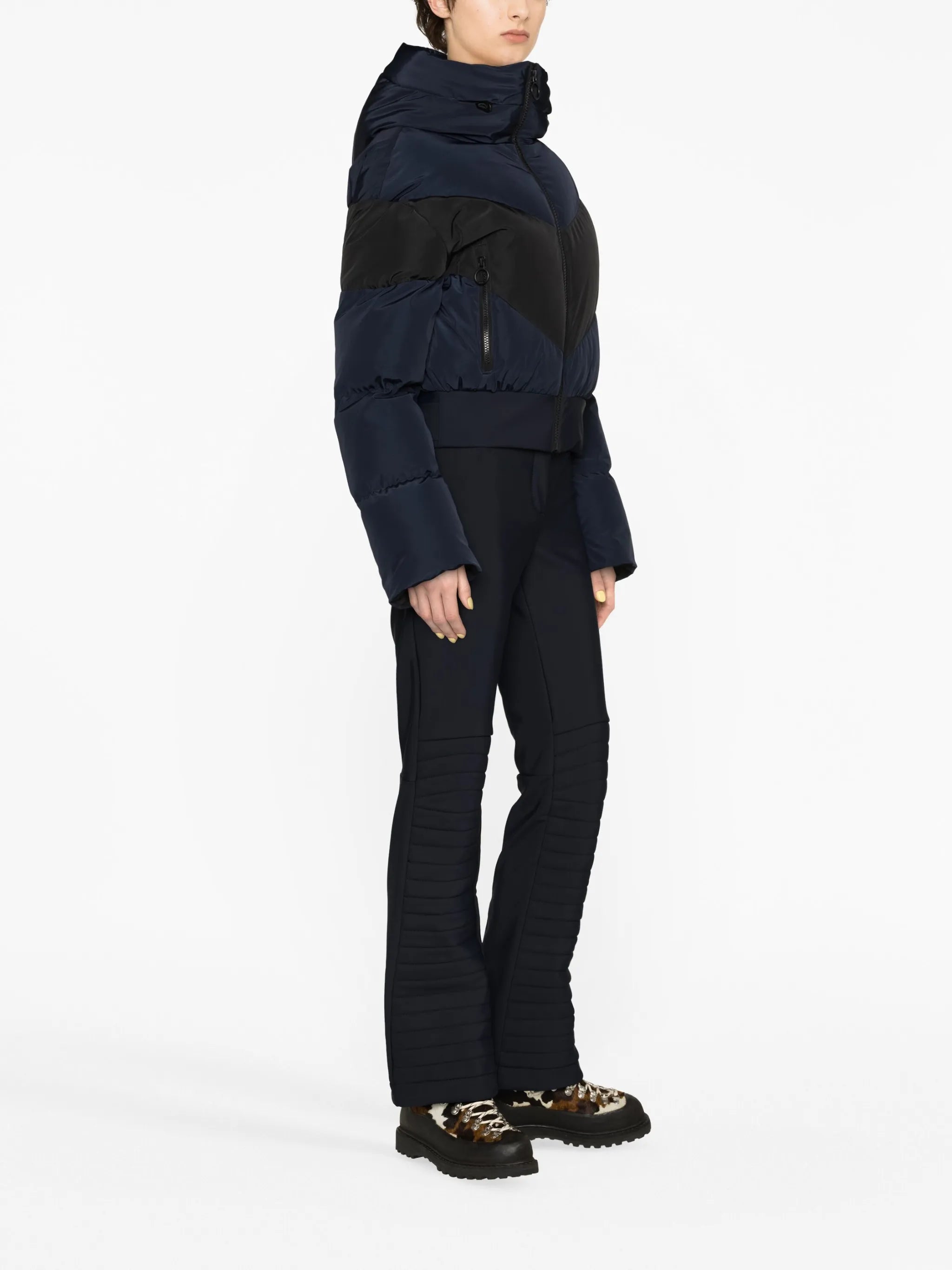 chevron-stripe padded ski jacket
