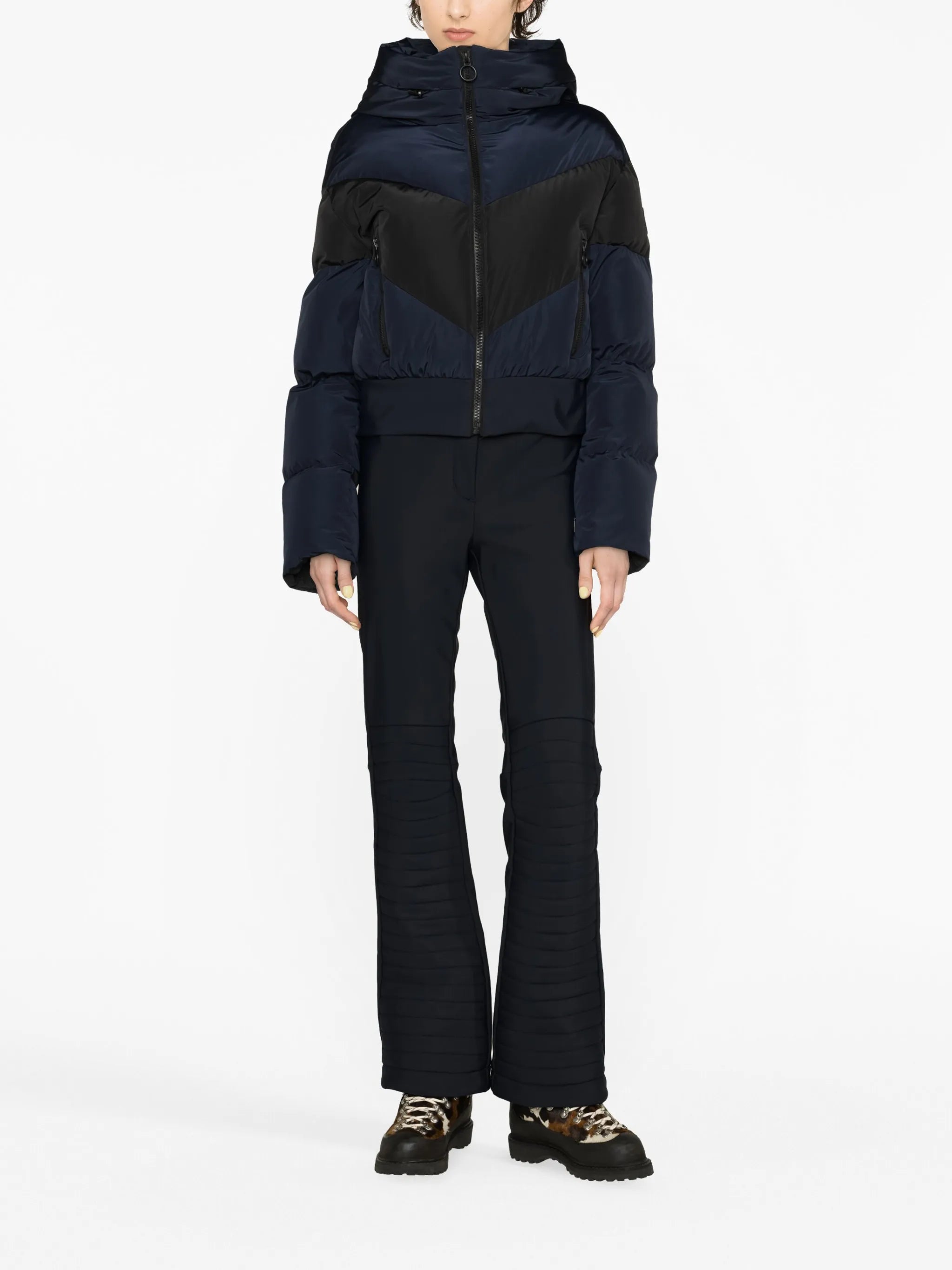 chevron-stripe padded ski jacket