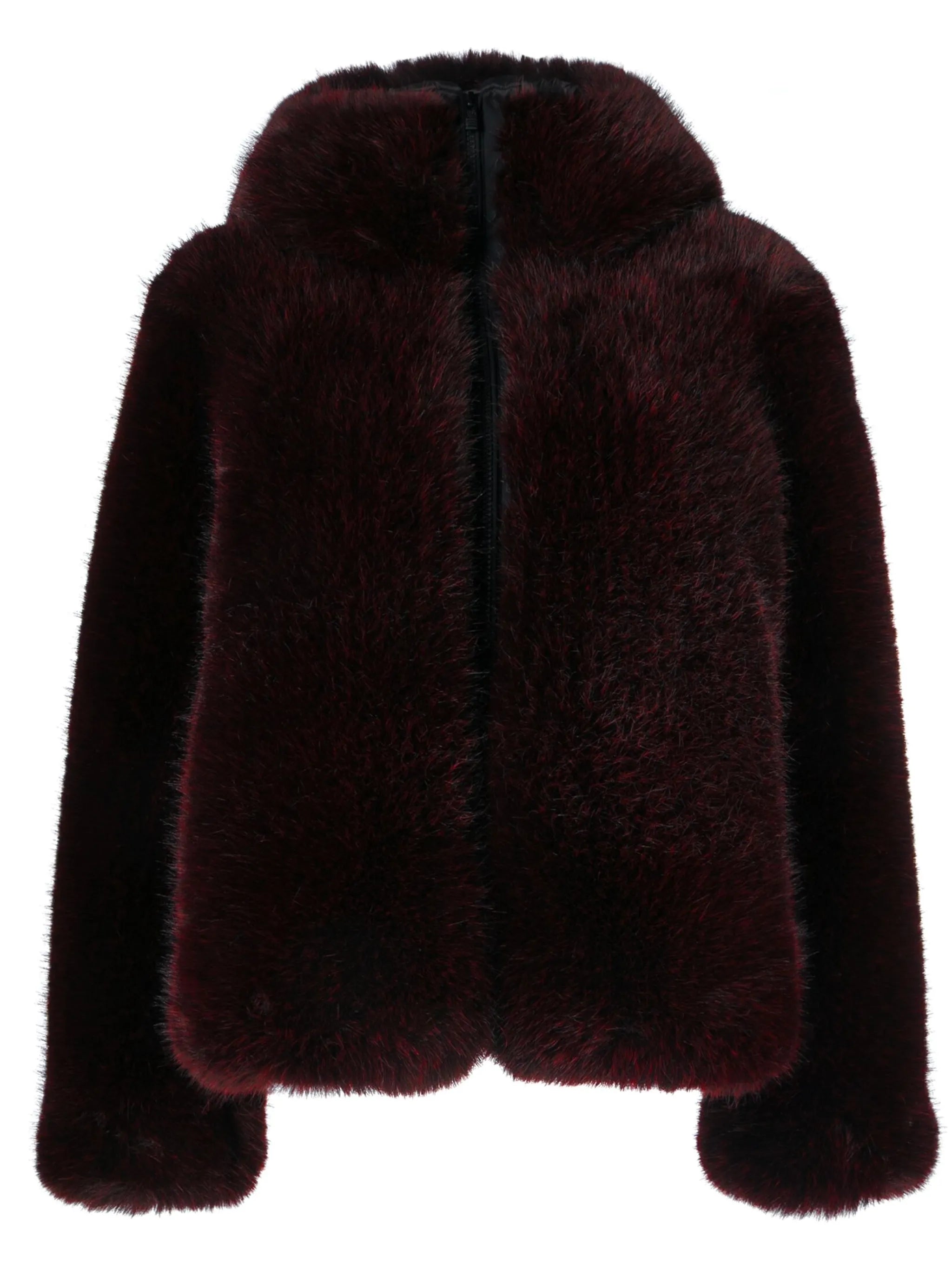 hooded faux-fur jacket
