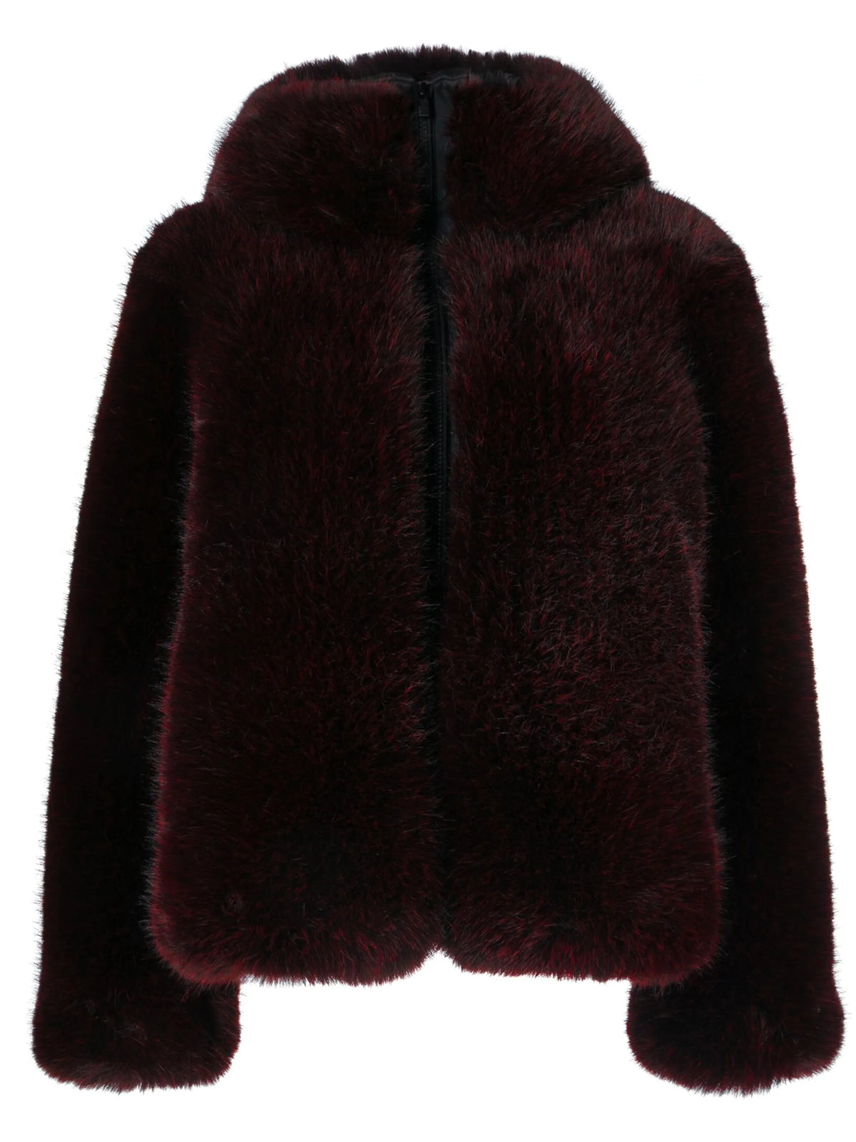 hooded faux-fur jacket