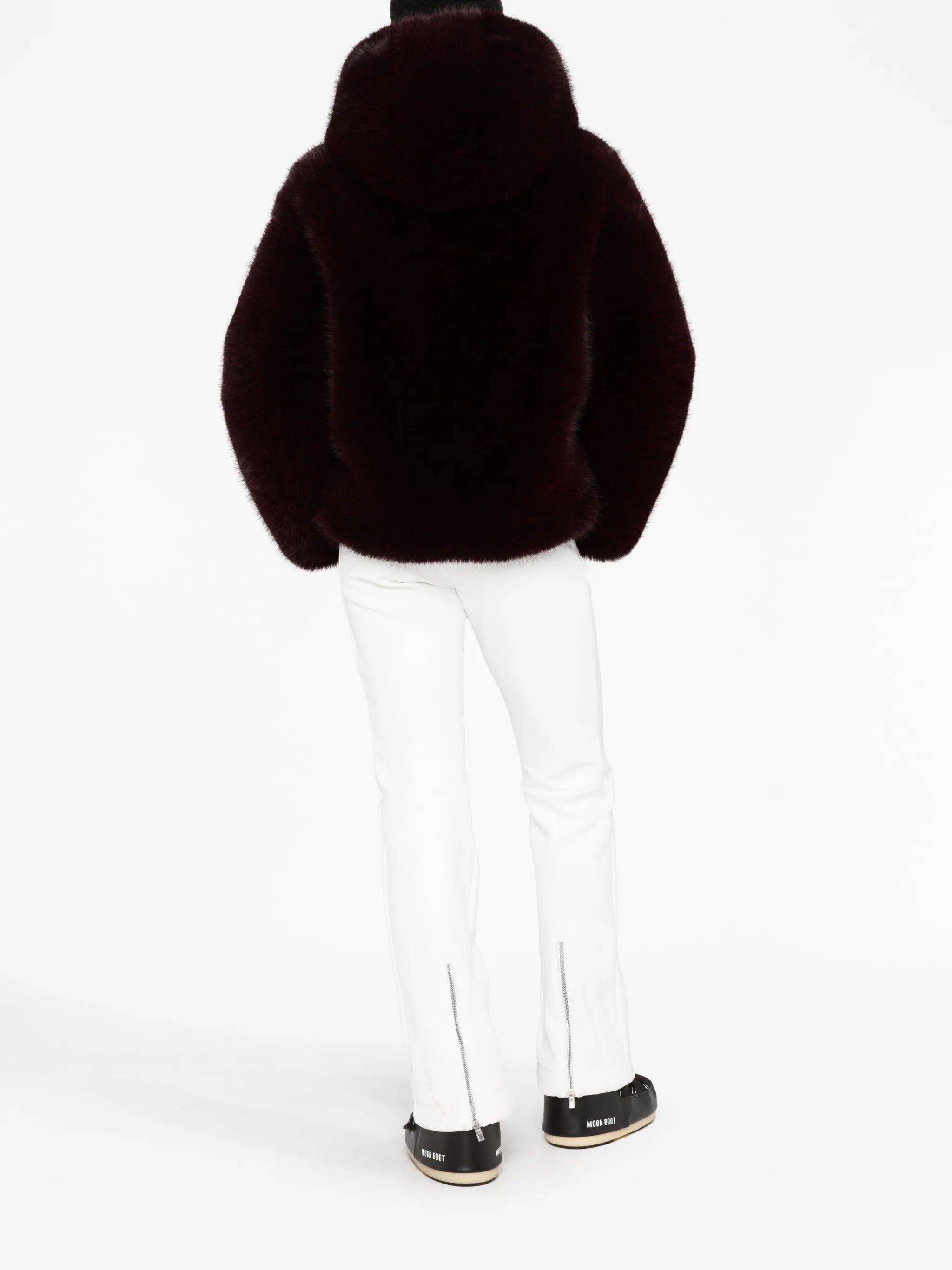 hooded faux-fur jacket