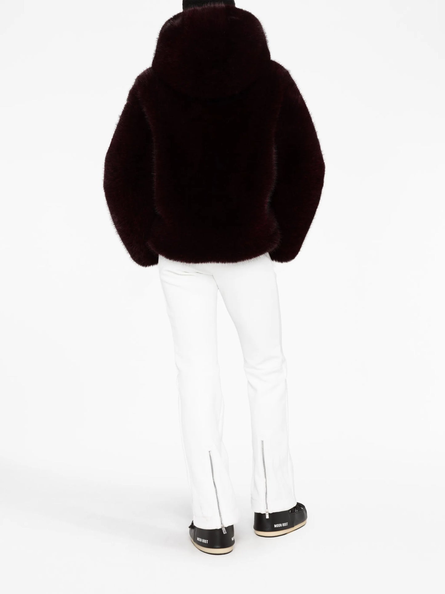 hooded faux-fur jacket