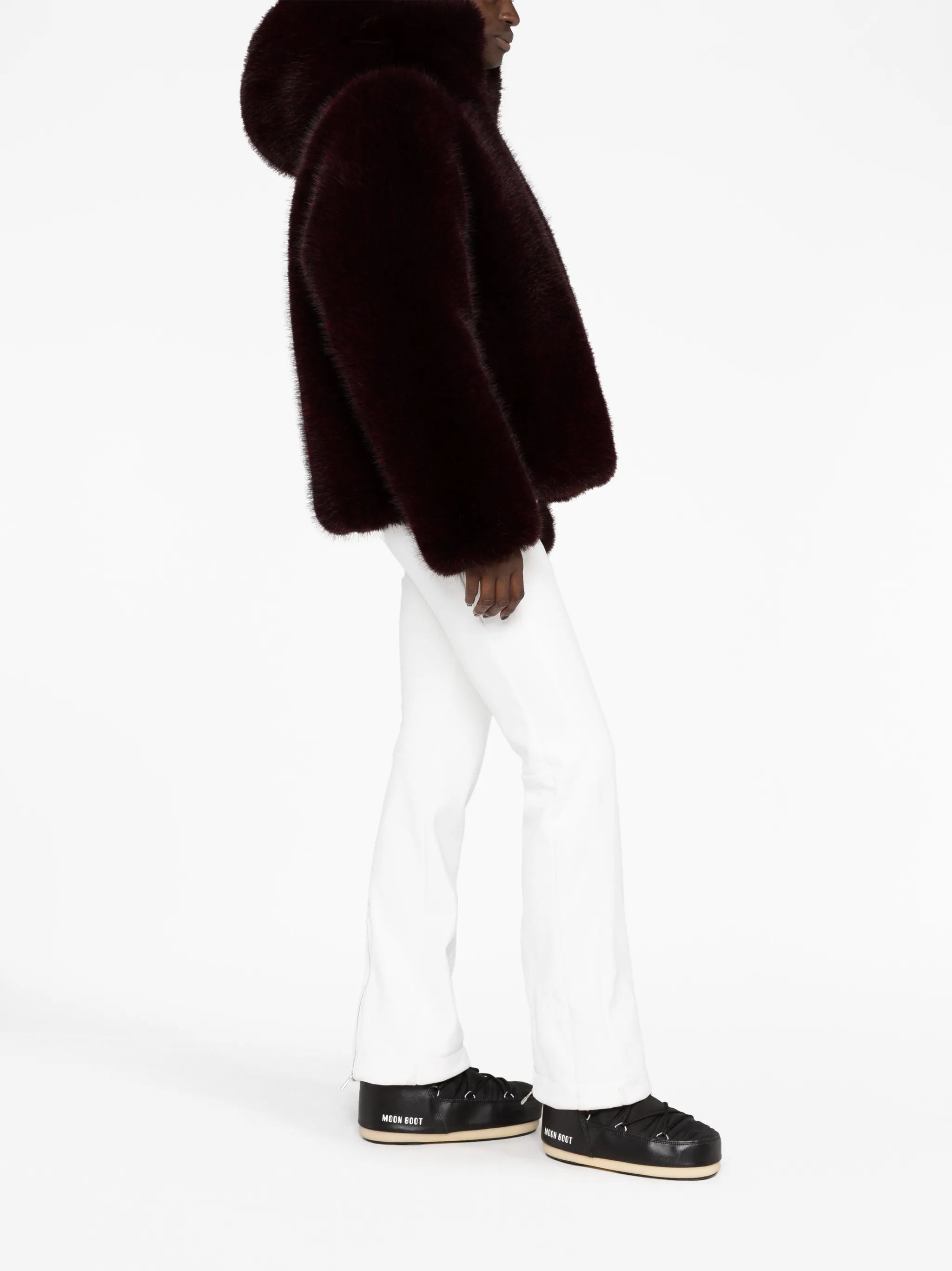 hooded faux-fur jacket