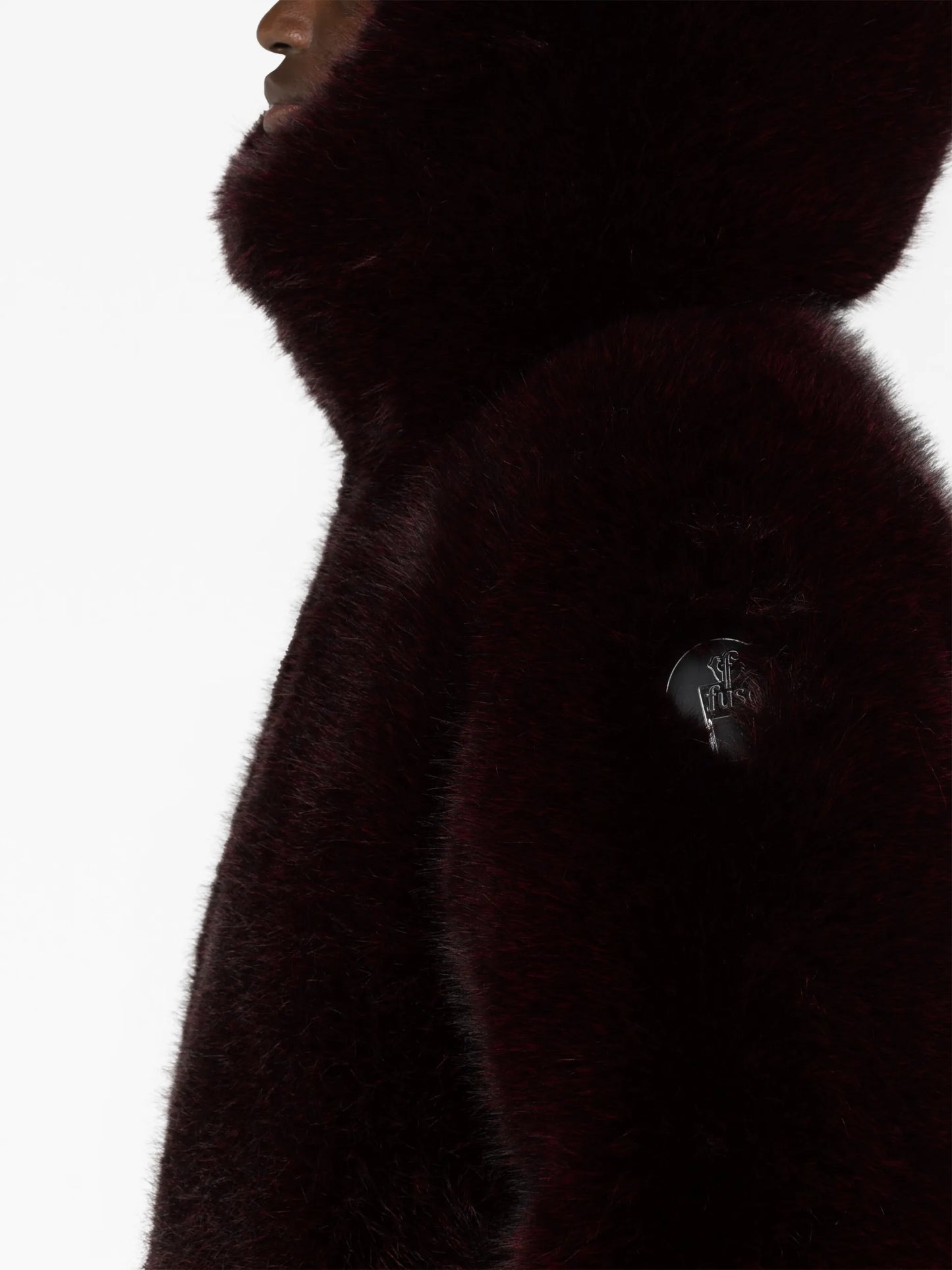hooded faux-fur jacket