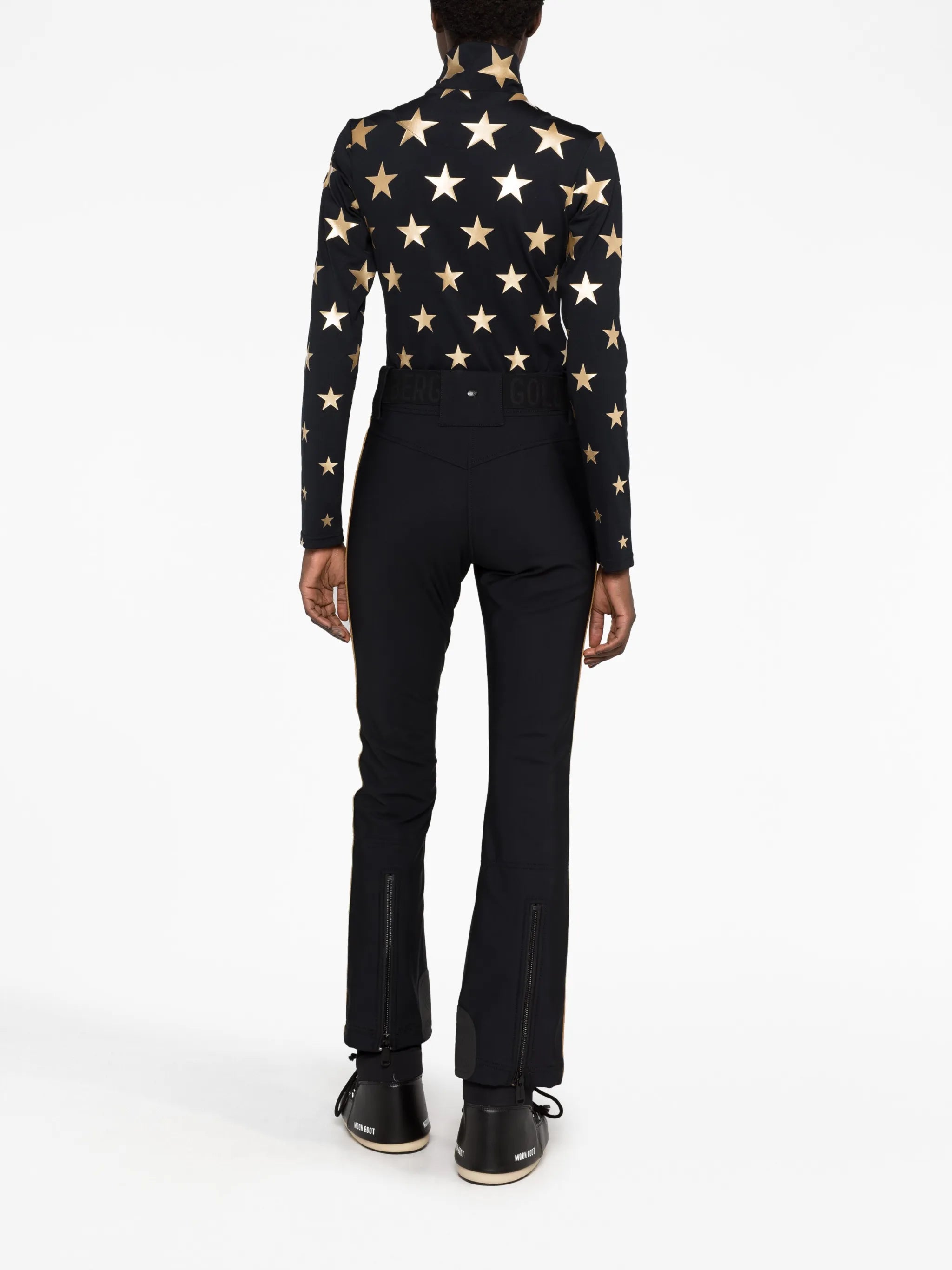 side-stripe belted ski trousers