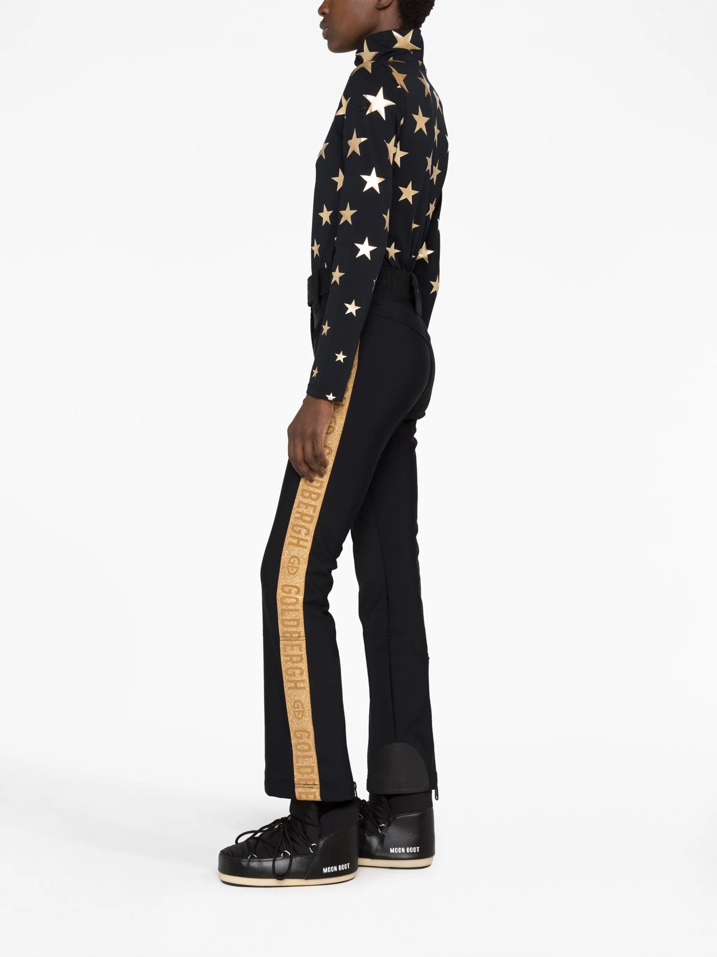 side-stripe belted ski trousers