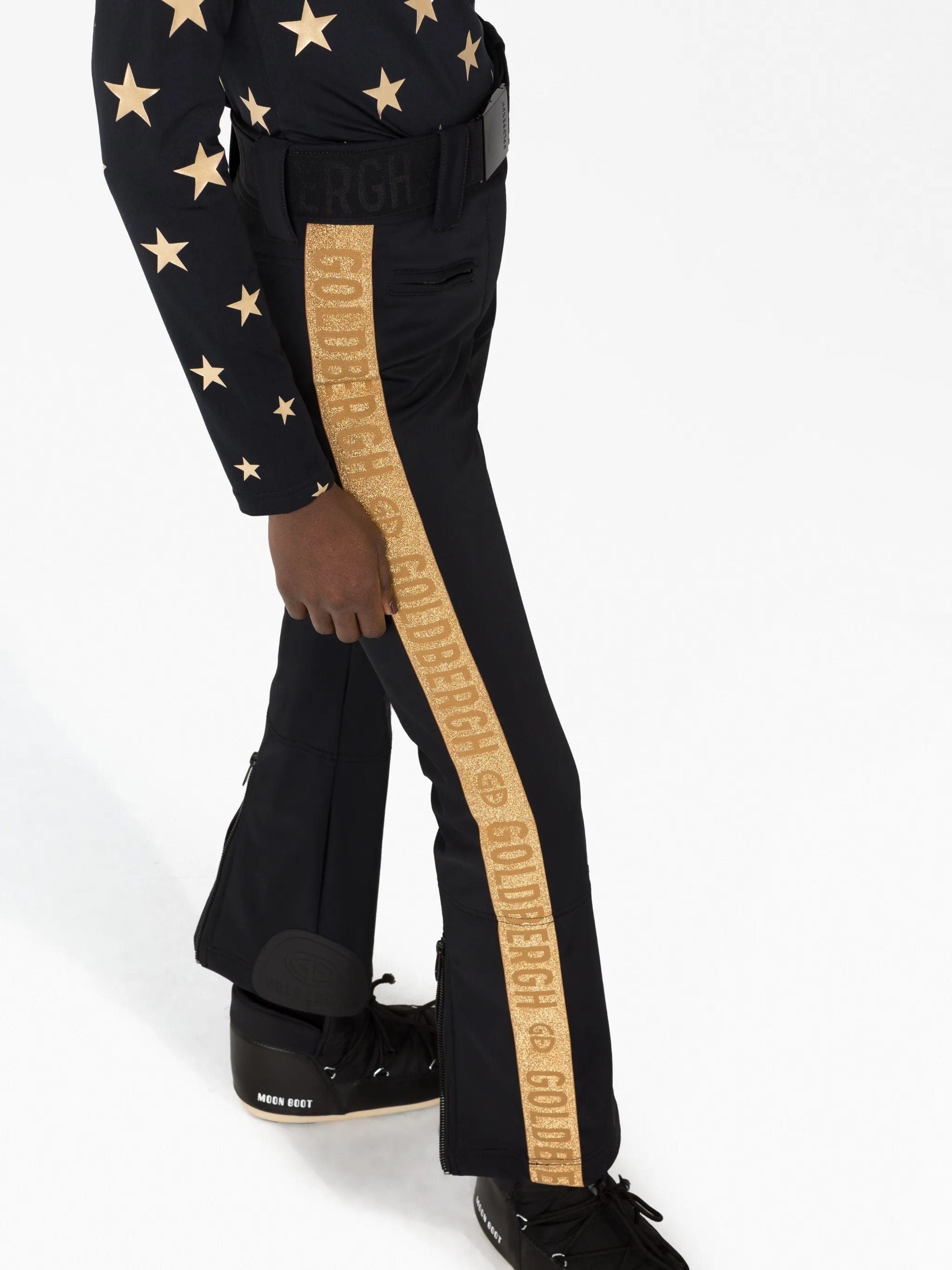 side-stripe belted ski trousers